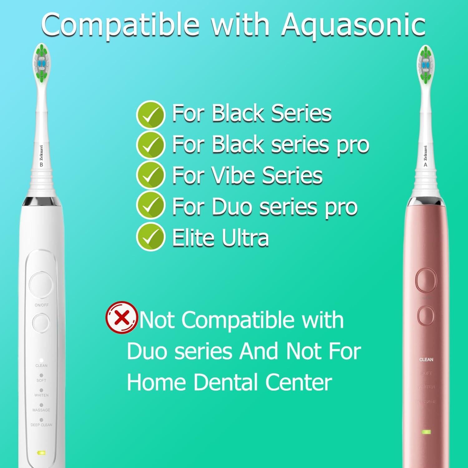 Cabezas de cepillo de dientes Zekuavi para AquaSonic - 8 unidades