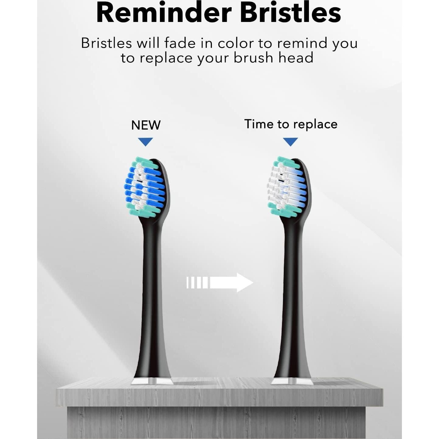 Cepillo de dientes eléctrico MySmile negro, 48000 VPM, 6 cabezales