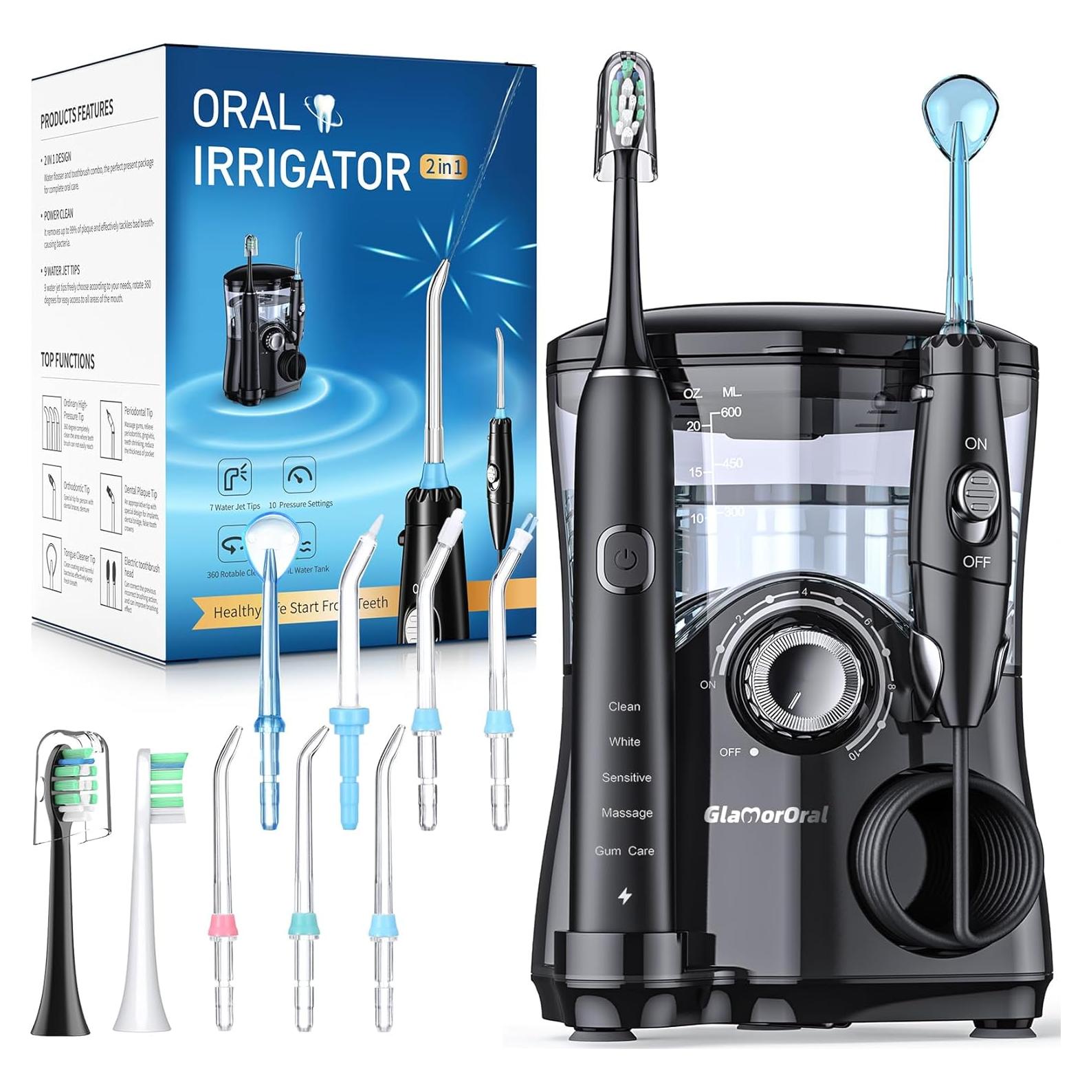 Cepillo de Dientes Eléctrico y Irrigador GLAMORORAL 600ML 10 Modos