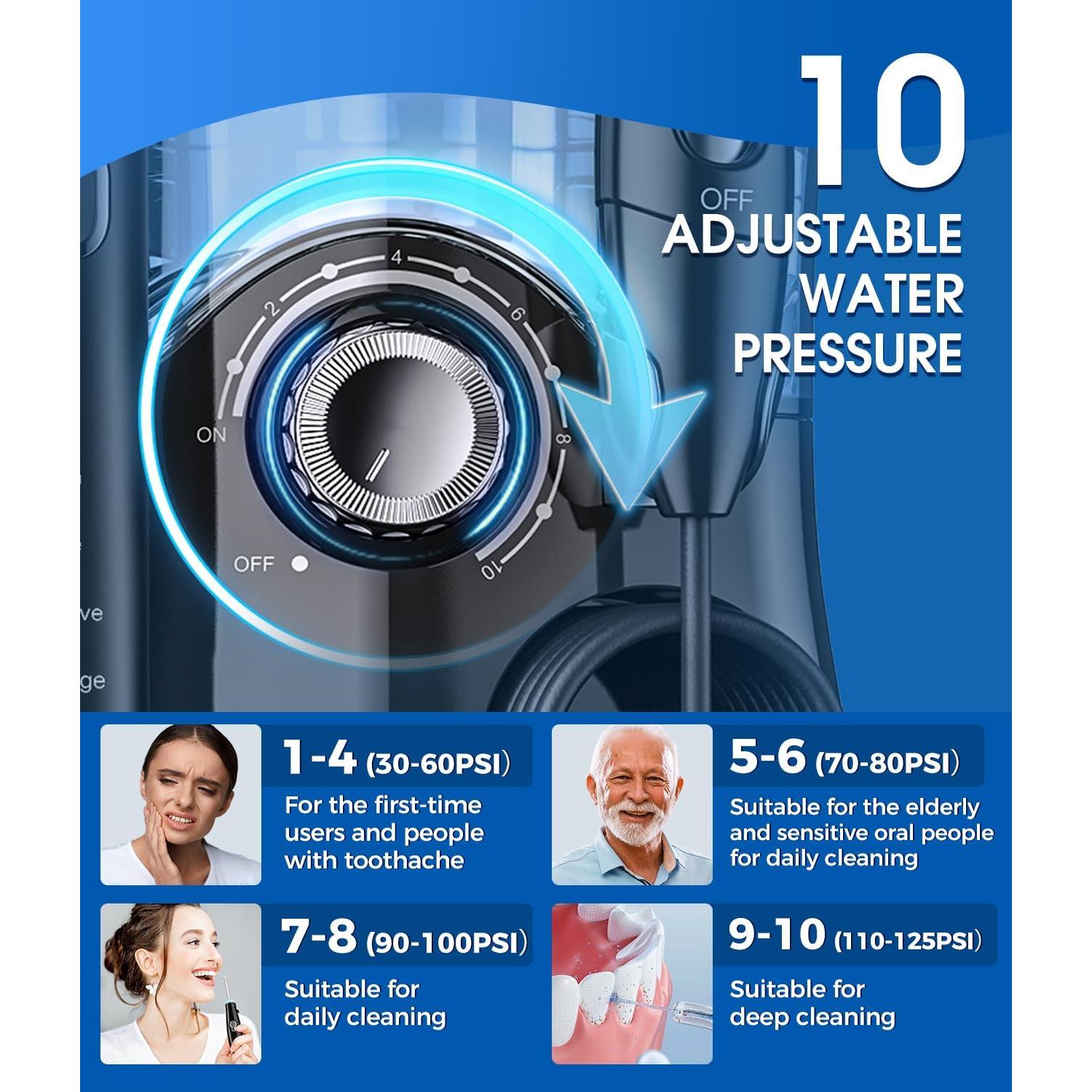 Cepillo de Dientes Eléctrico y Irrigador GLAMORORAL 600ML 10 Modos