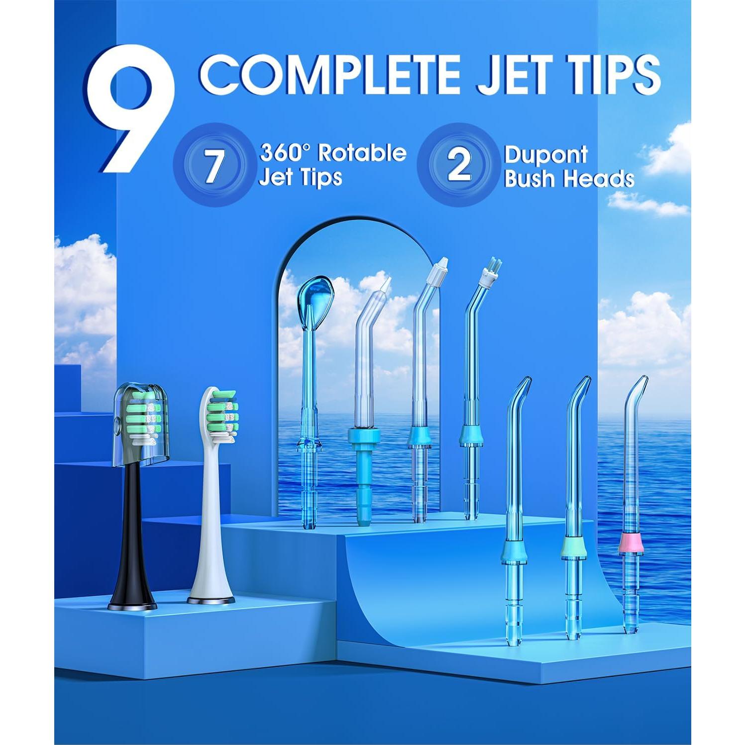 Cepillo de Dientes Eléctrico y Irrigador GLAMORORAL 600ML 10 Modos