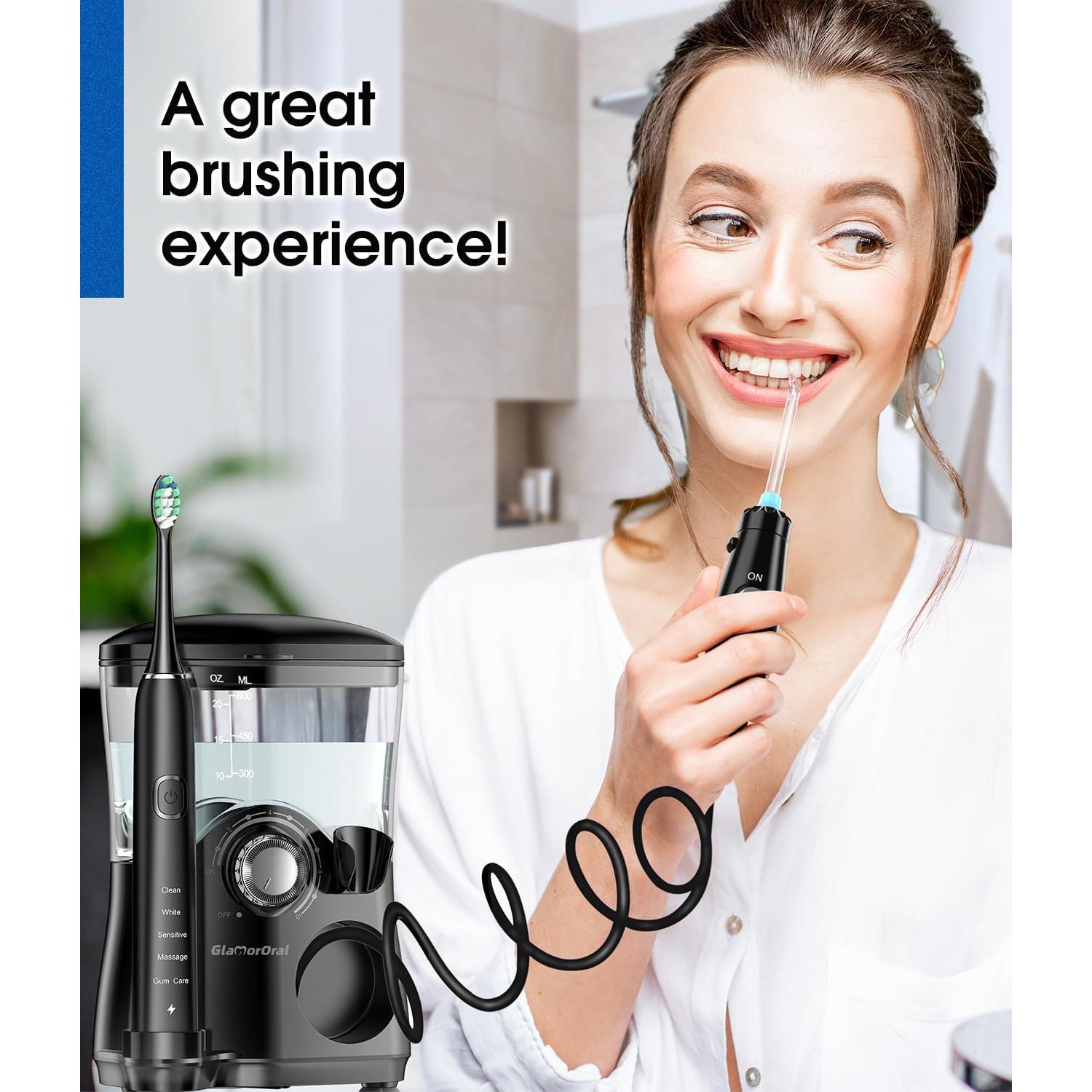 Cepillo de Dientes Eléctrico y Irrigador GLAMORORAL 600ML 10 Modos