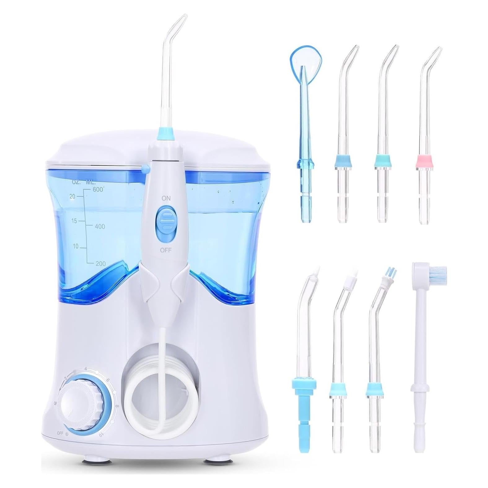 Irrigador Oral Eléctrico Homuserr 600ml con 10 Presiones y 8 Puntas