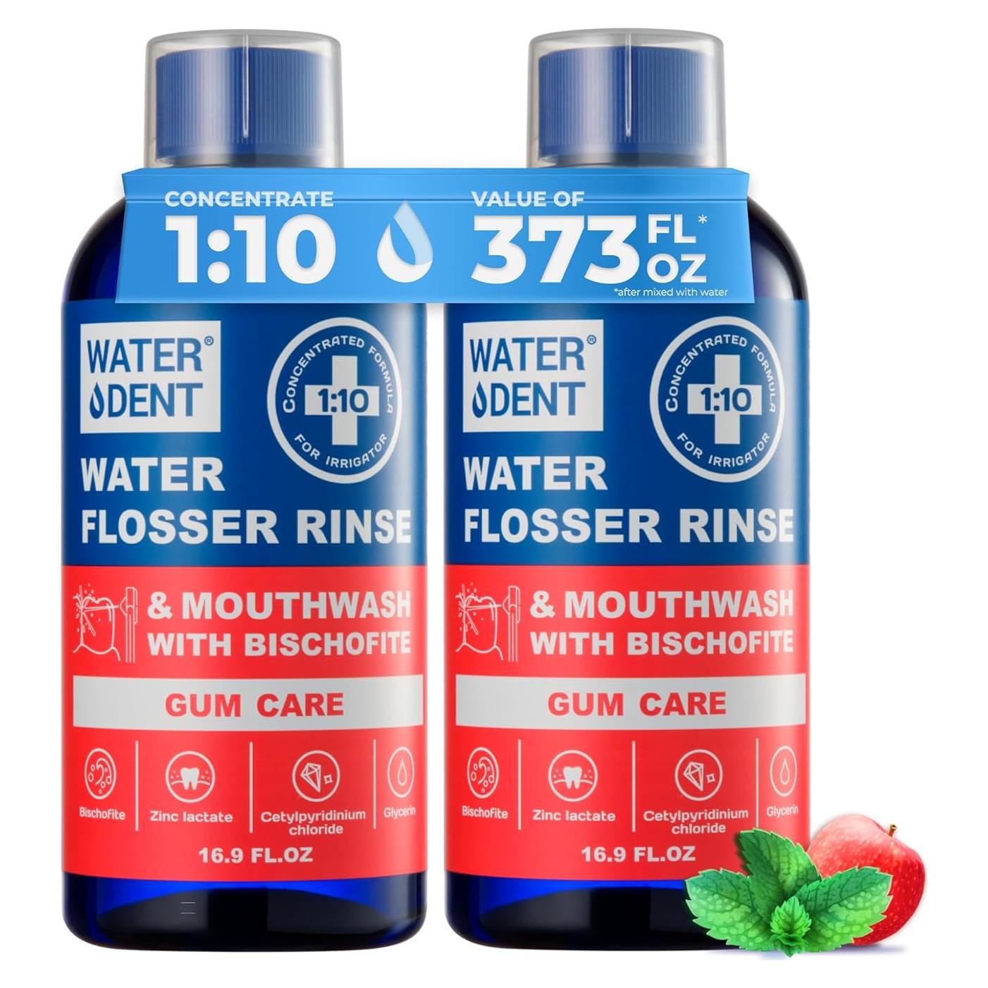 Enjuague Bucal Concentrado WATER DENT 1L Menta Manzana - 2 Pack