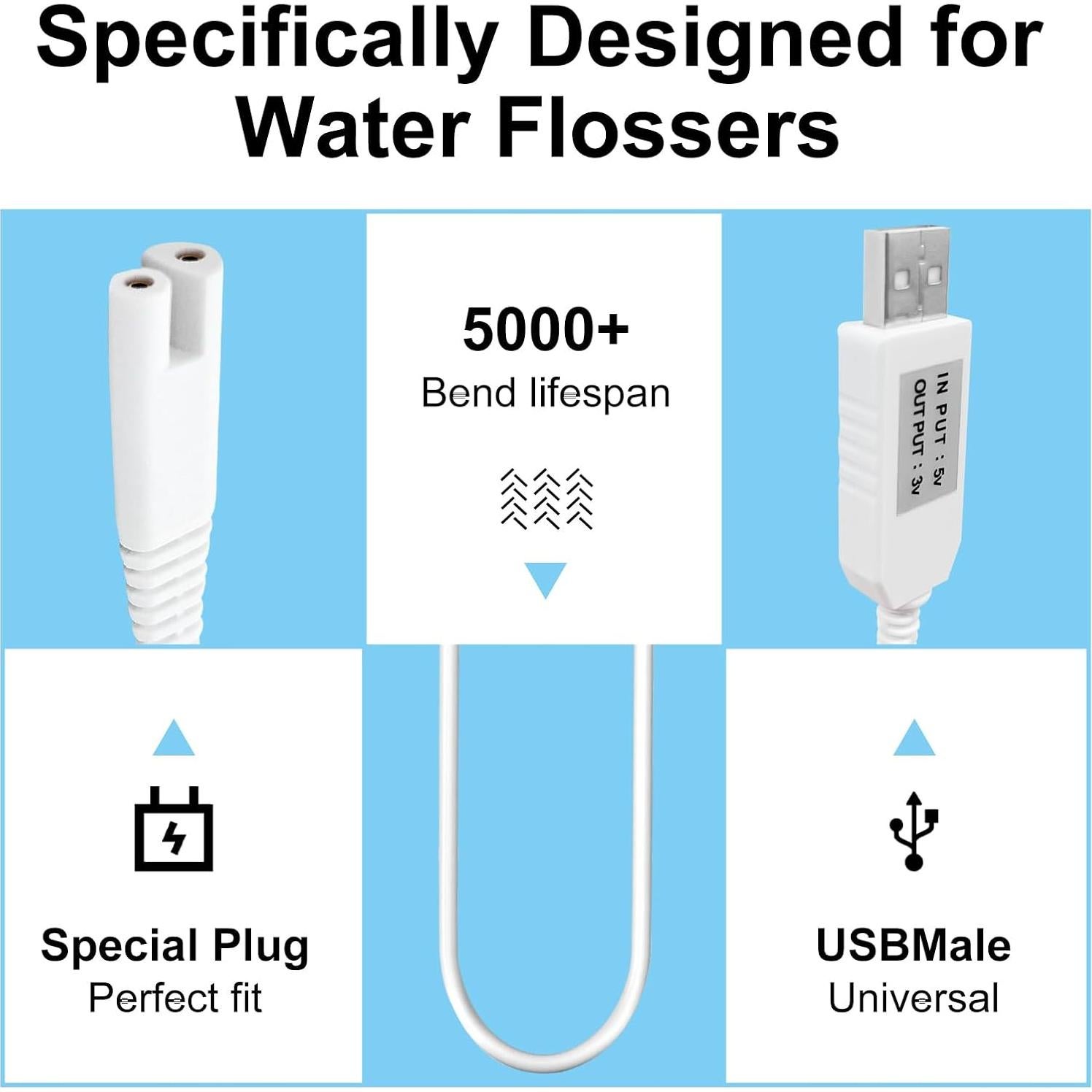 Cable de Cargador USB para Irrigador Waterpik WP360 WP450 WP462