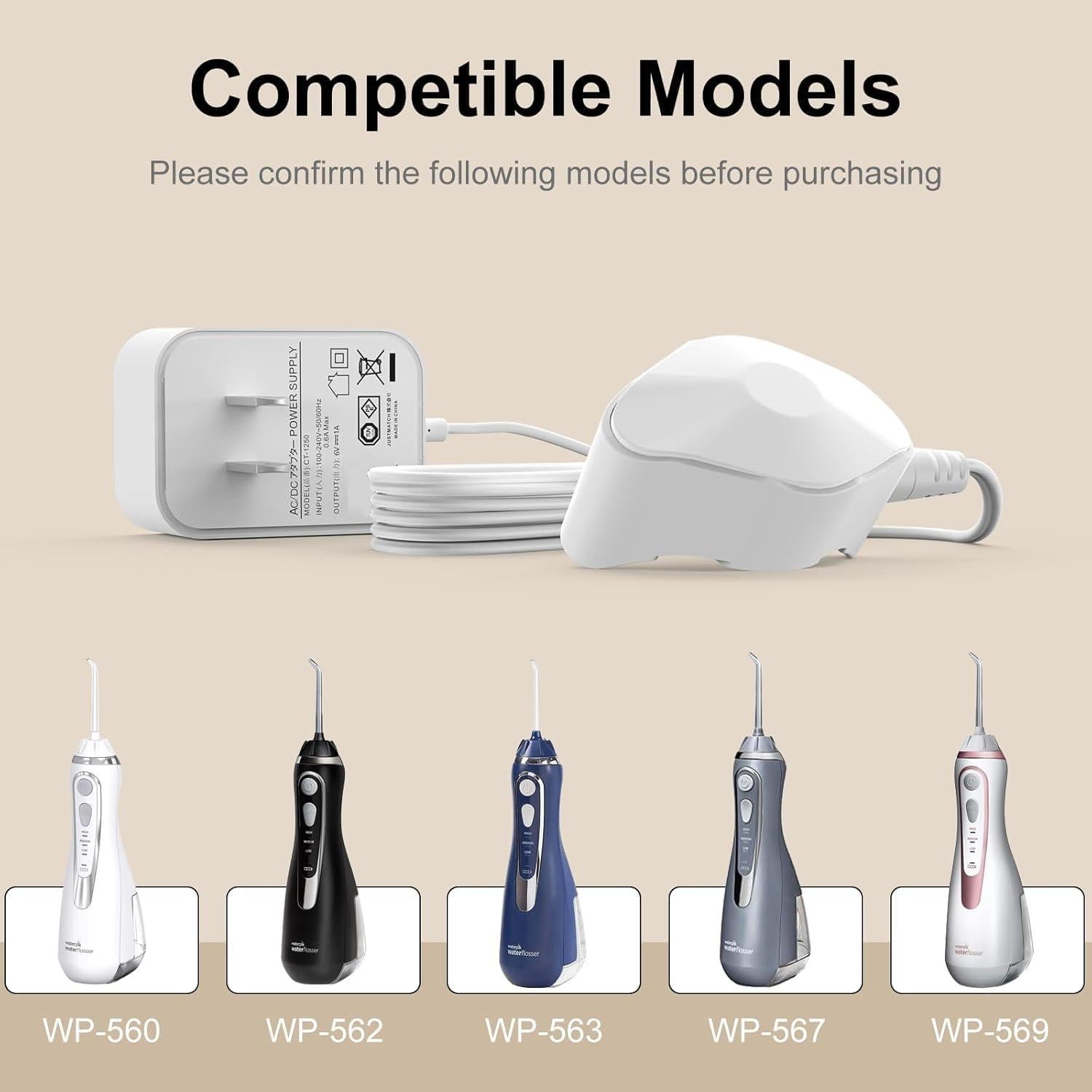 Cargador Magnético Waterpik WP-560 WP-562 WP-563 Negro 1.8m