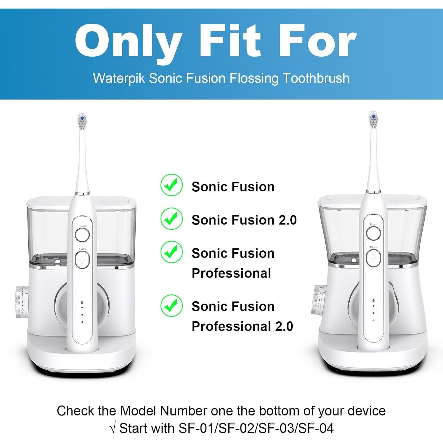 Cabezas de cepillo de repuesto Wevihroke para WaterPik Sonic-Fusion, 6 unidades