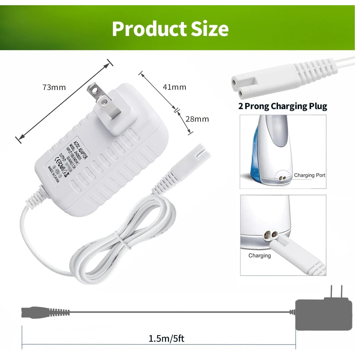 Cargador Adaptador Lonnky para Irrigador Dental Waterpik 1.5m