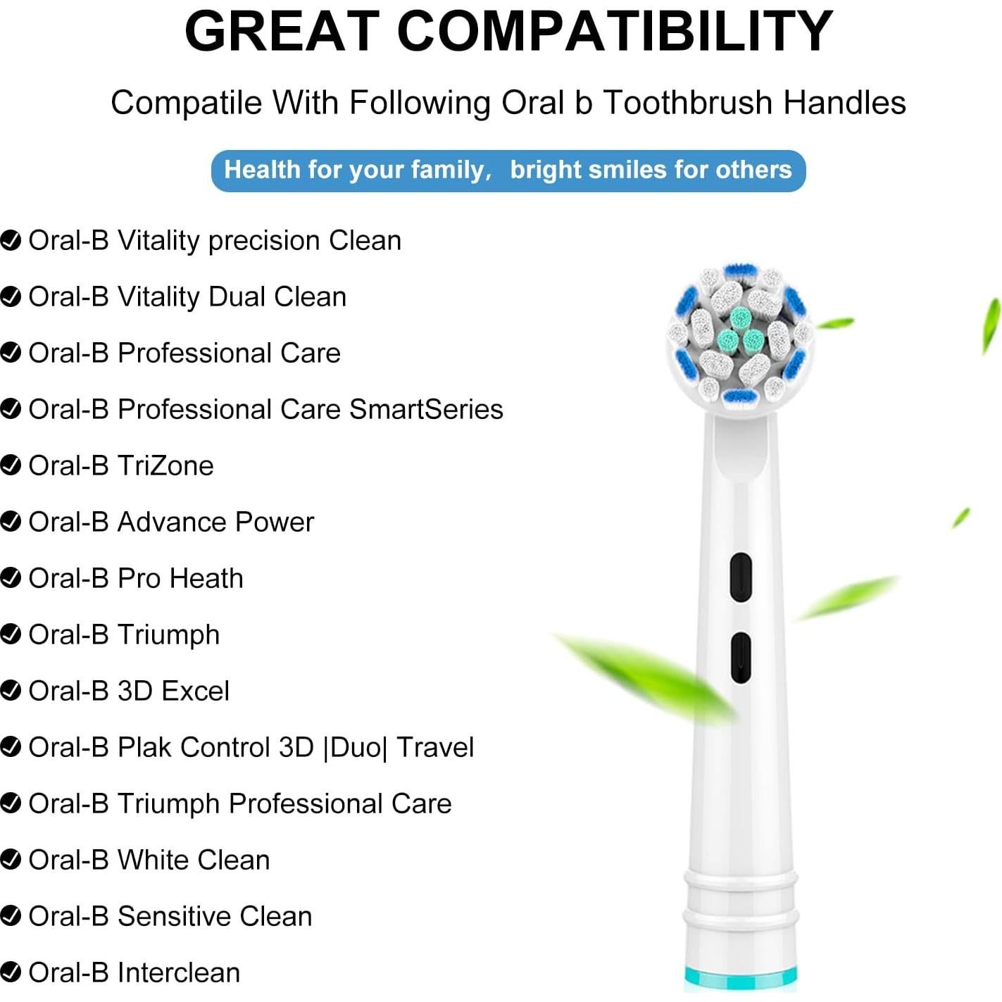 Cabezas de Cepillo de Dientes Eléctrico SetSail 10 Piezas Compatibles Oral-B