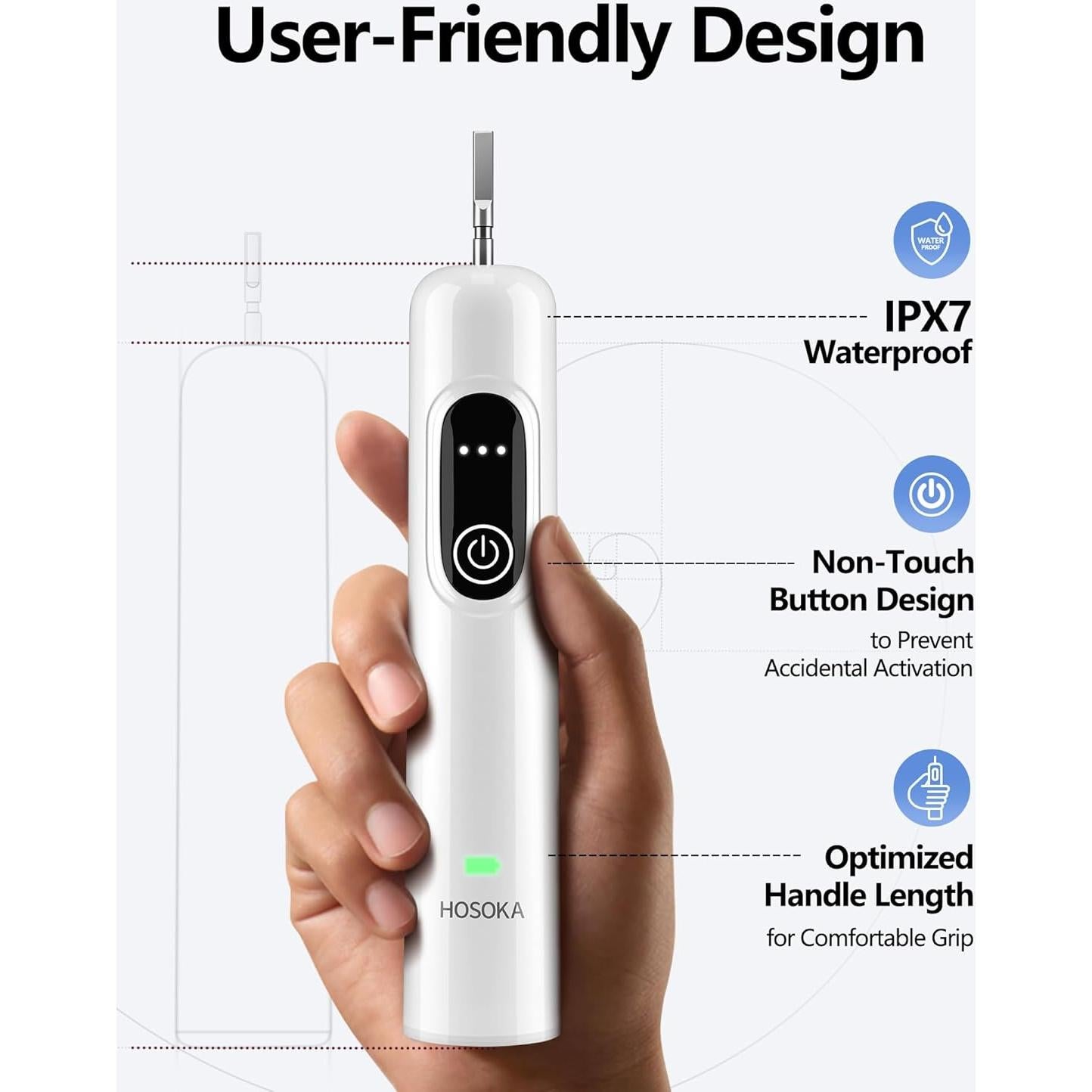 Cepillo de Dientes Eléctrico HOSOKA Sonic 60° Recargable IPX7
