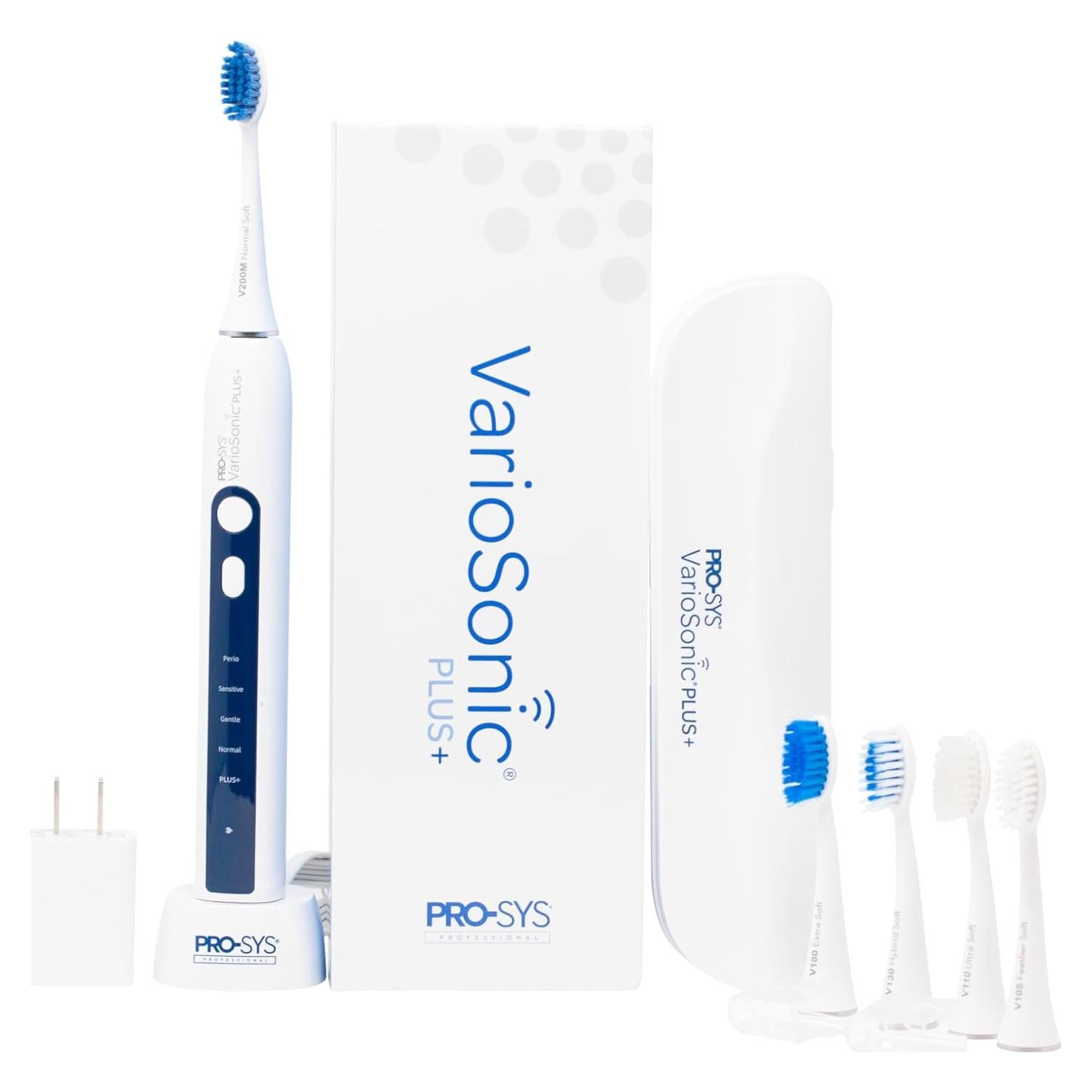 Cepillo de Dientes Eléctrico Pro-Sys VarioSonic Plus, 5 Modos, 5 Cabezas, Blanco