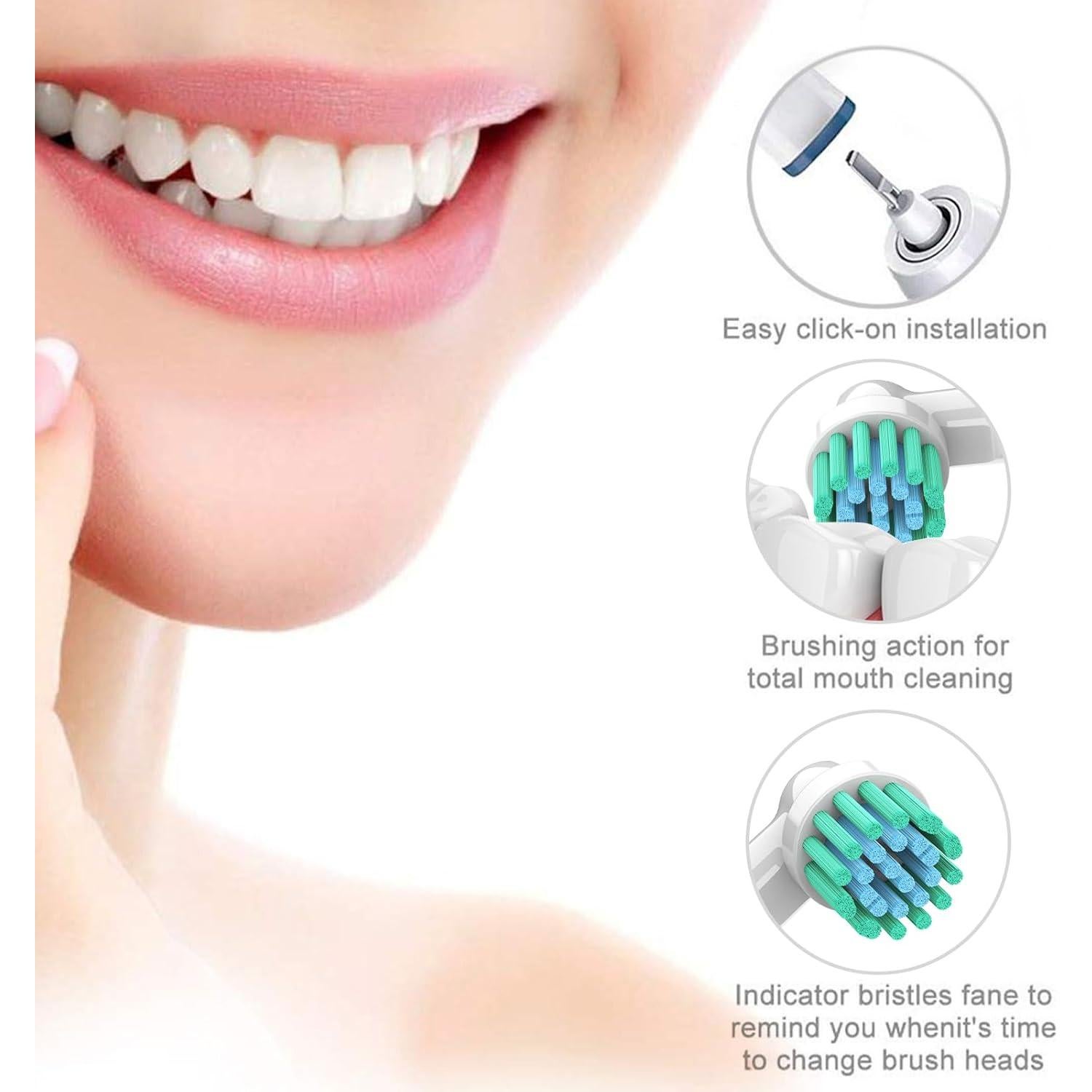 Cabezas de Cepillo de Dientes GENKENT 8 Unidades Compatible Oral B