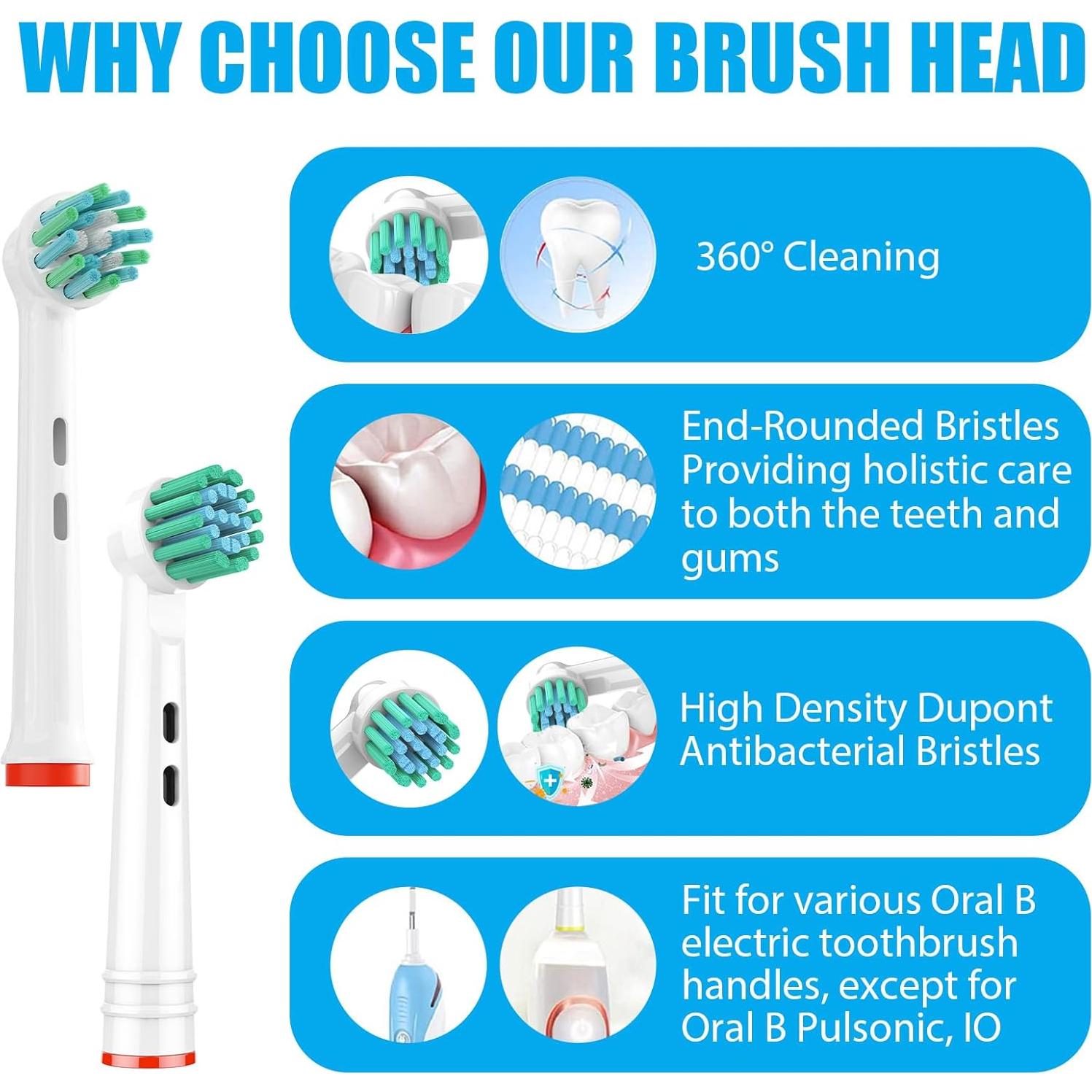 Cabezas de Cepillo de Dientes GENKENT 8 Unidades Compatible Oral B