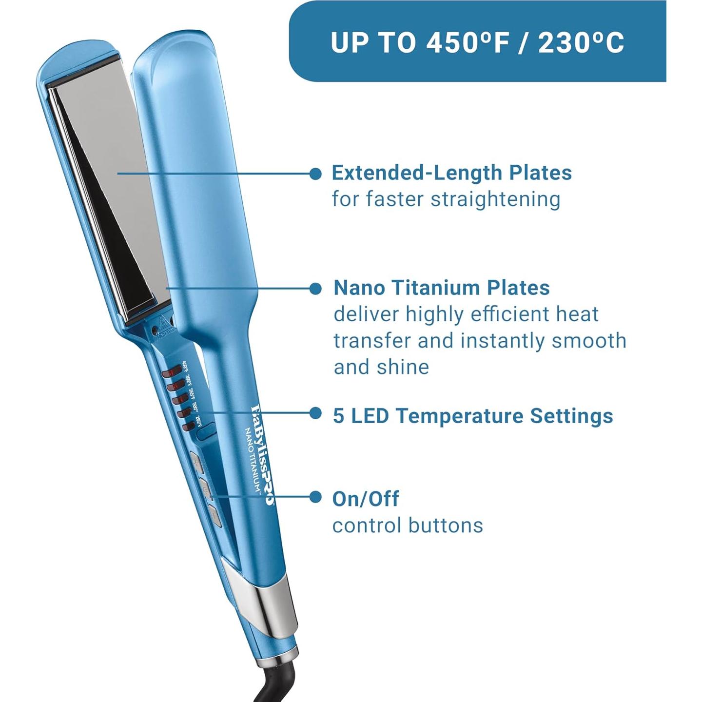 Plancha de Pelo BabylissPRO Ultra Lisa 2" Nano Titanio