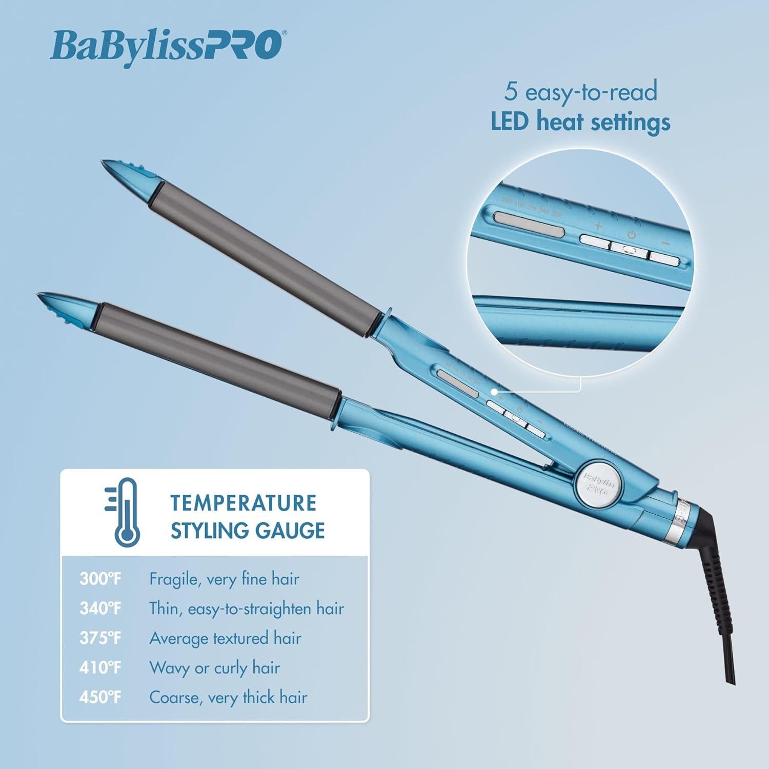 Plancha de Pelo BaBylissPRO Nano Titanium 2.54 cm Estilizador Curvado