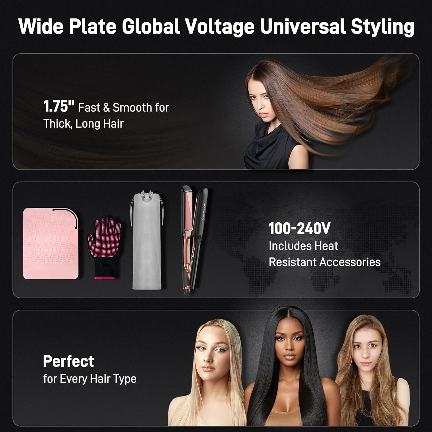 Plancha de Pelo Cerámica Infrarroja HITTIONA S3207W 1.75"