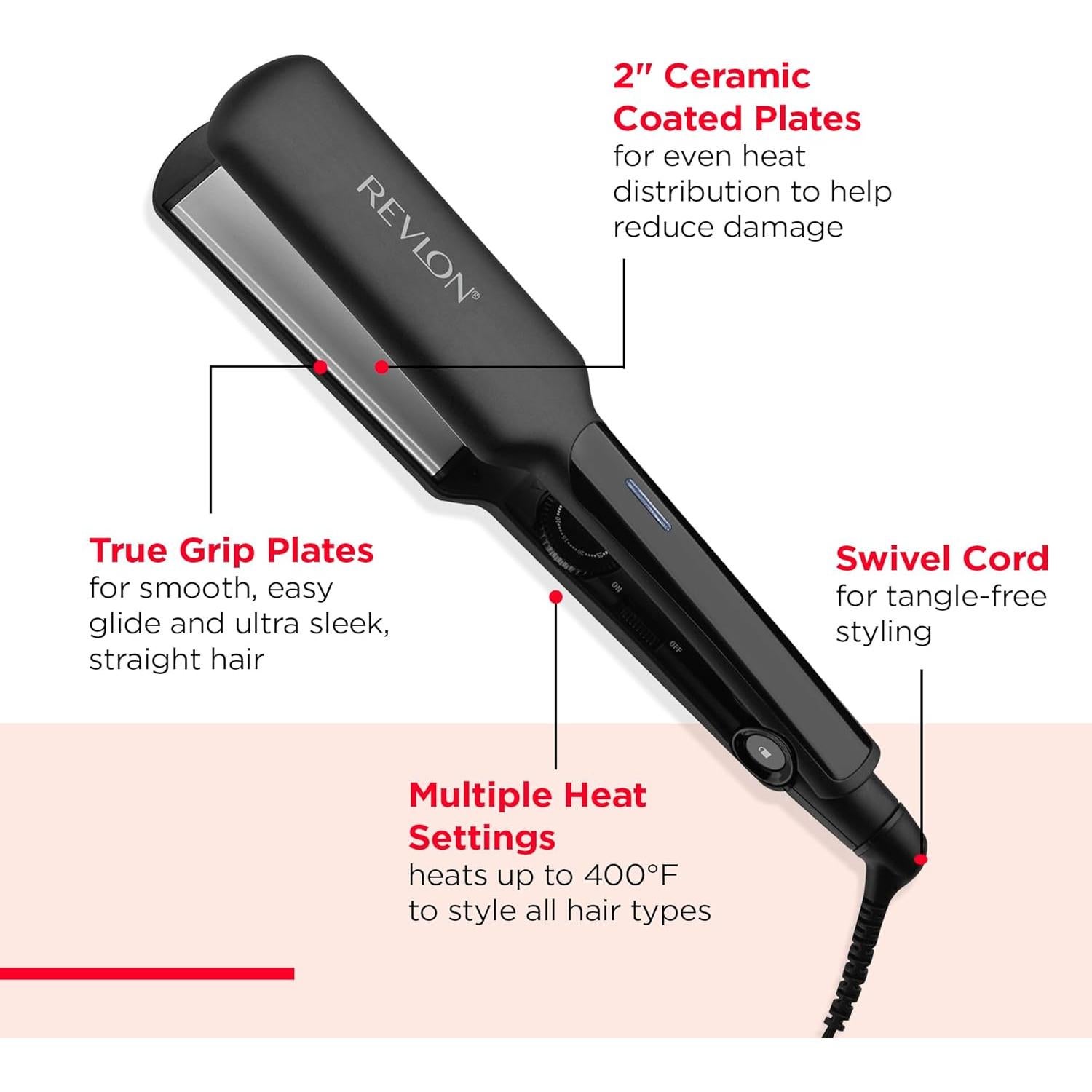 Plancha de Cabello Revlon Cerámica 2" Calentamiento Rápido