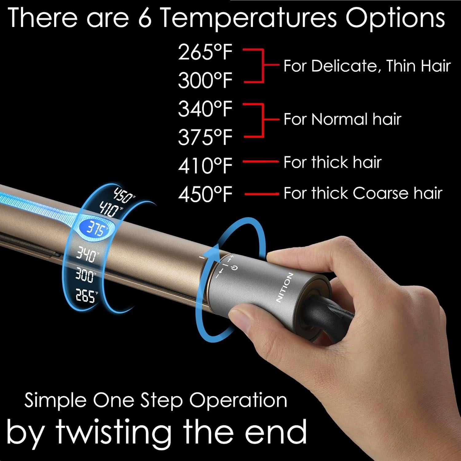Plancha de Pelo NITION Cerámica Tourmalina 1" 232°C Doble Voltaje