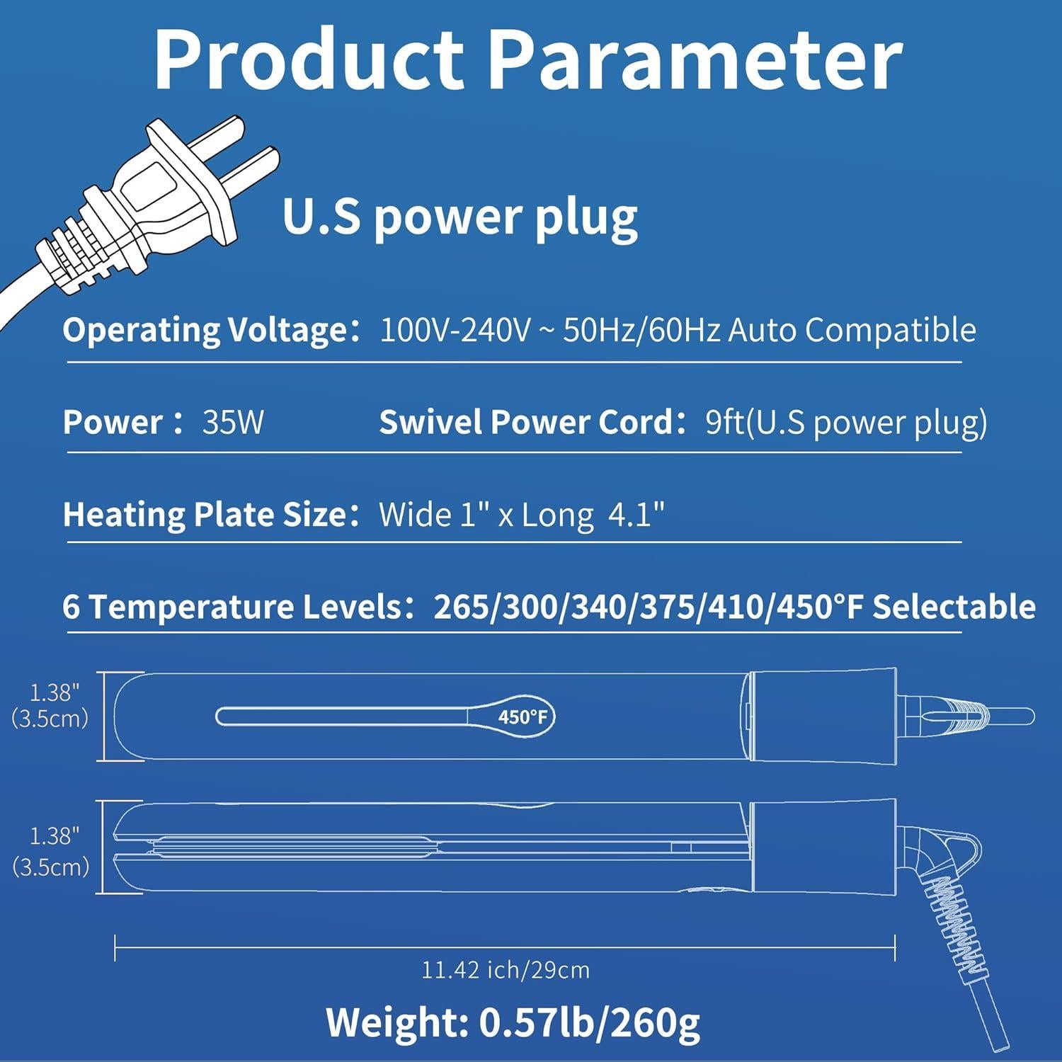Plancha de Pelo NITION Cerámica Tourmalina 1" 232°C Doble Voltaje