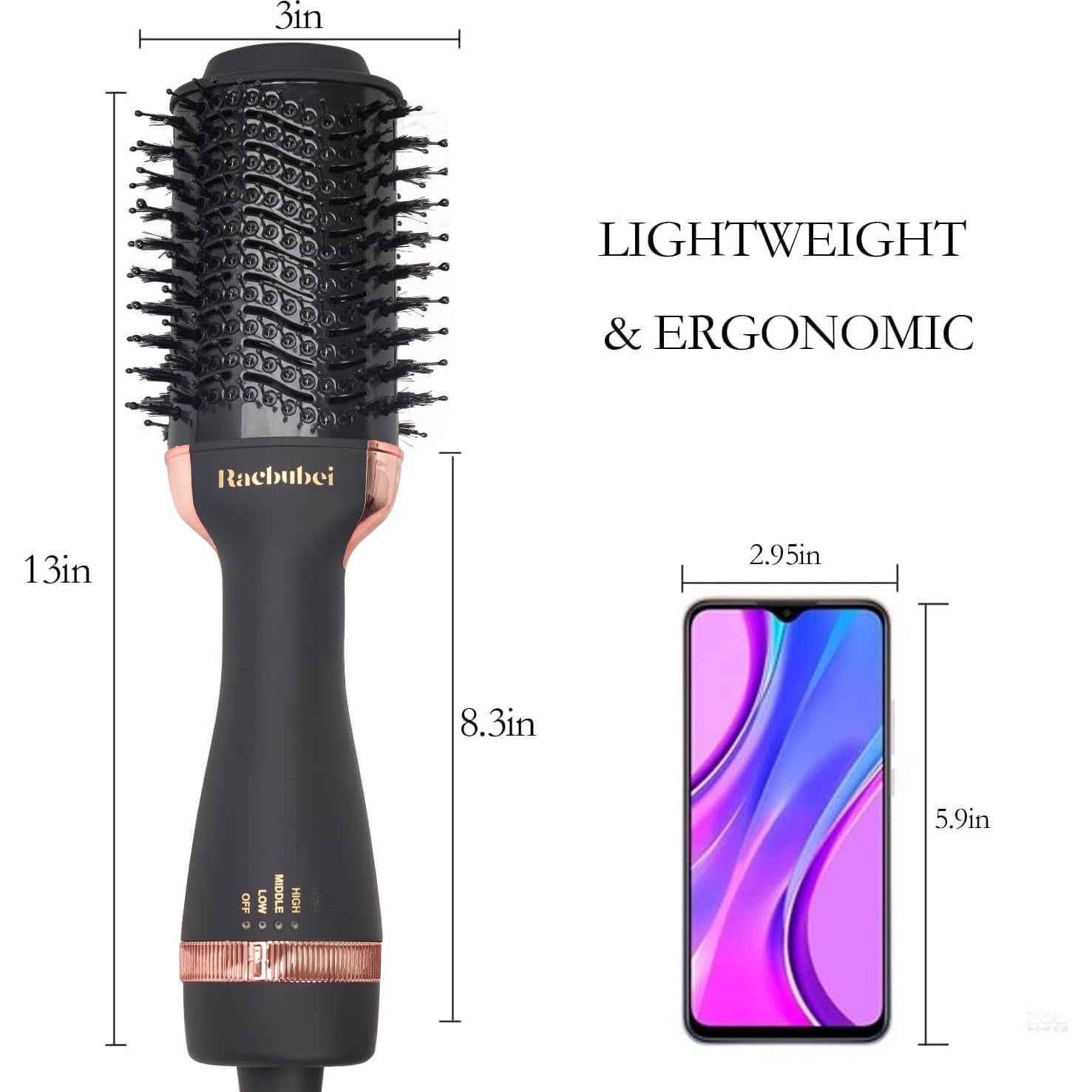 Cepillo Secador de Cabello Nothers 3 Niveles Calor Iónico Negro