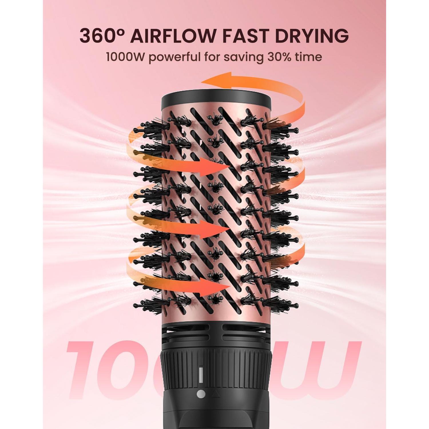 Cepillo Secador de Cabello Rotatorio 3 en 1 Mooqlizz Rosa