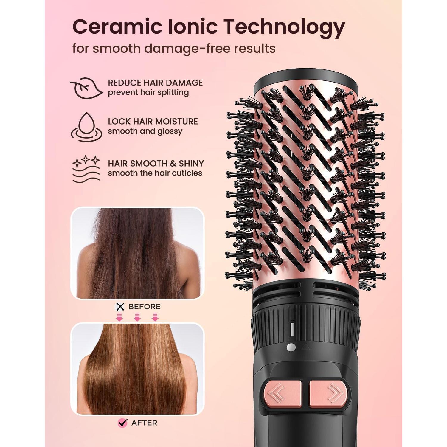 Cepillo Secador de Cabello Rotatorio 3 en 1 Mooqlizz Rosa