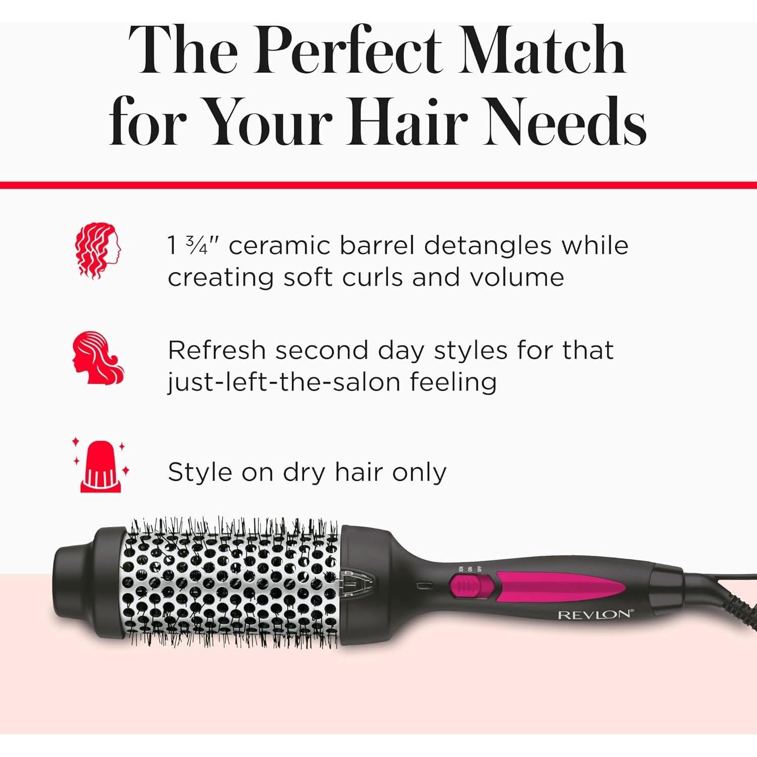 Cepillo Calentado Revlon Perfect Match 1.25" - Rizos y Volumen