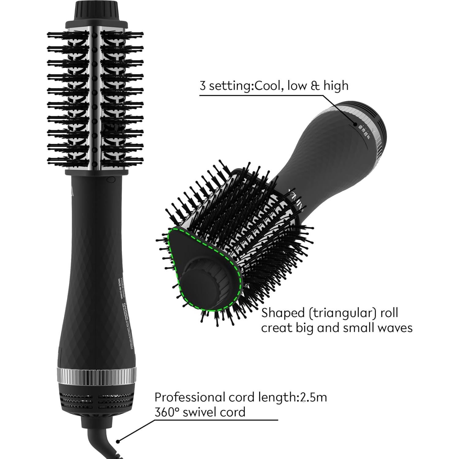 Cepillo Secador AINA 2-en-1 60MM Titanio 3 Calores 110V