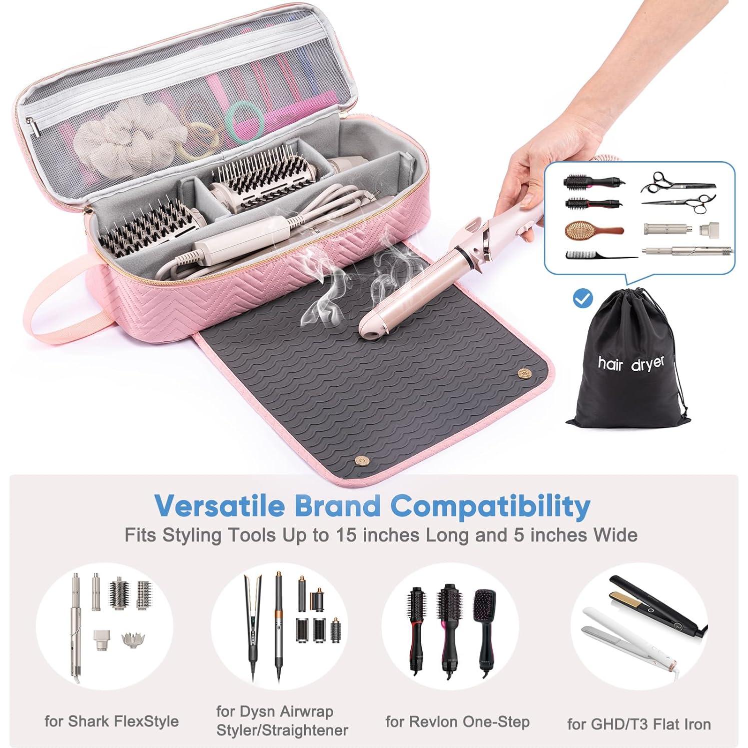 Bolsa de Viaje 2EN1 ELCUPA para Herramientas de Cabello Rosa