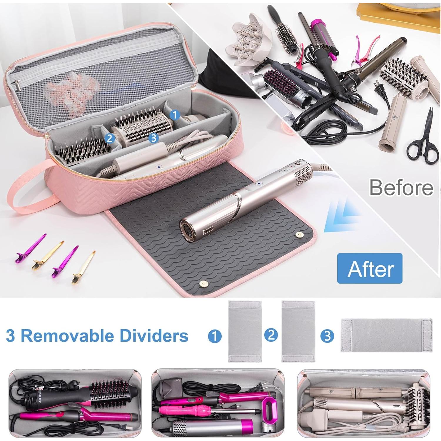 Bolsa de Viaje 2EN1 ELCUPA para Herramientas de Cabello Rosa