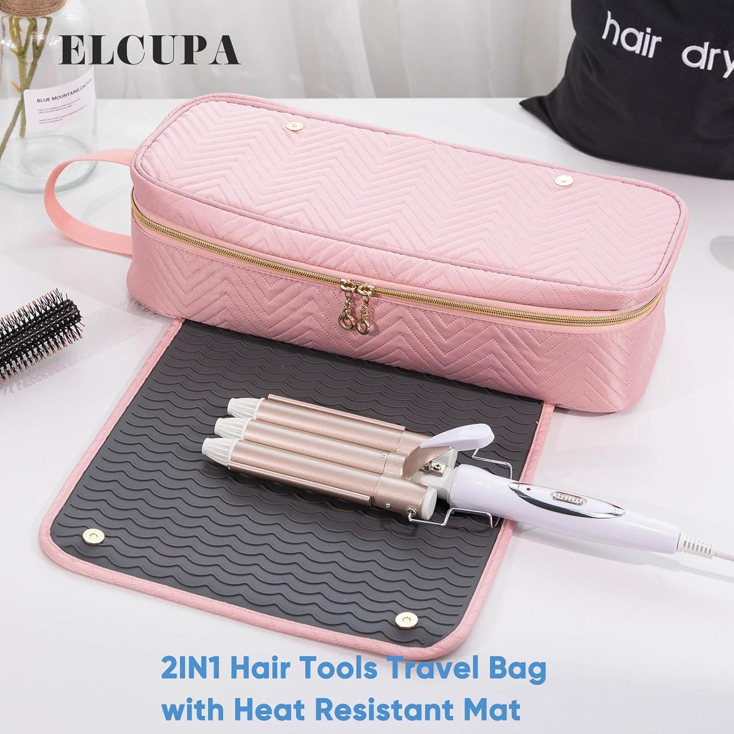 Bolsa de Viaje 2EN1 ELCUPA para Herramientas de Cabello Rosa