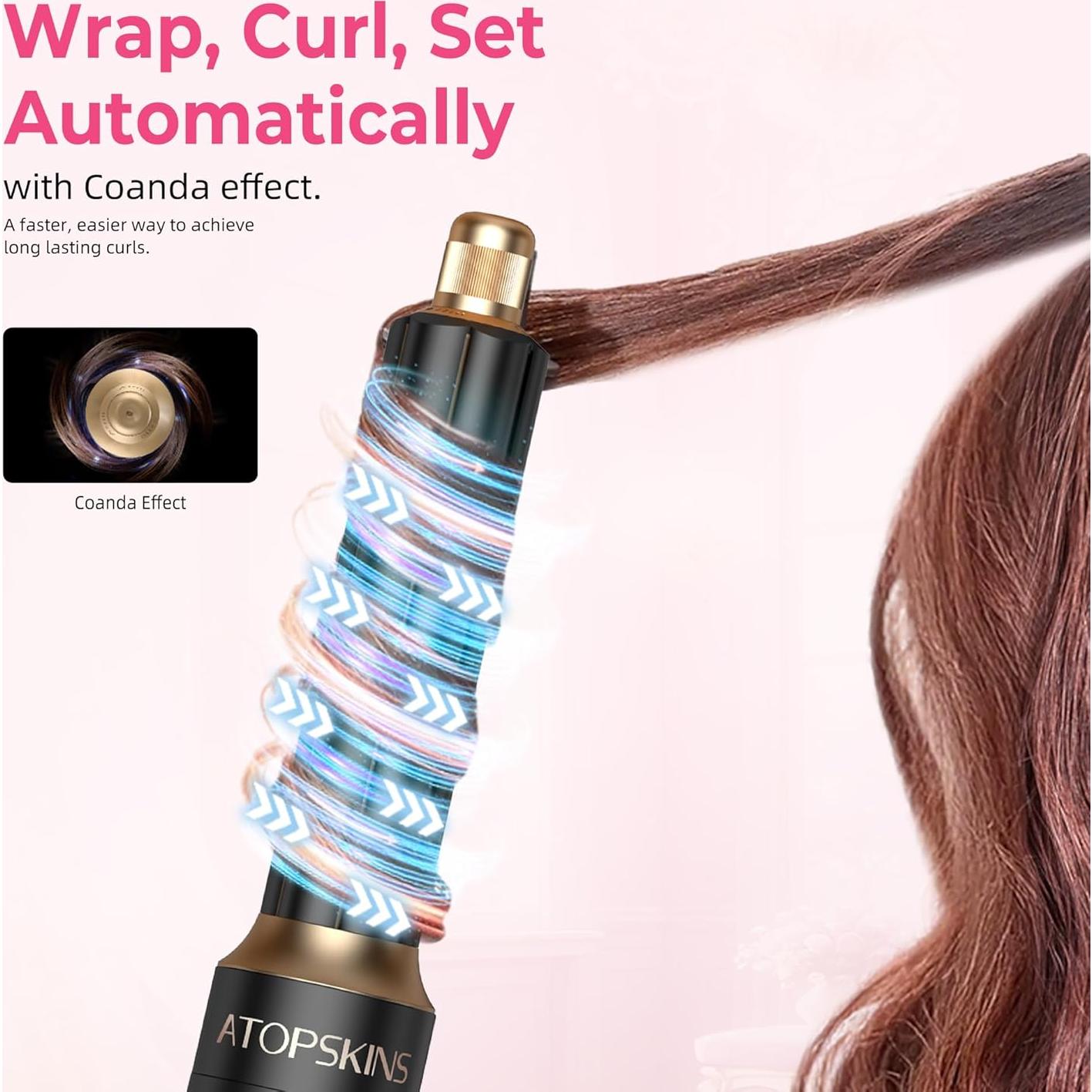 Set de Cepillo Secador 6 en 1 Atopskins - Estilizador Iónico Negro