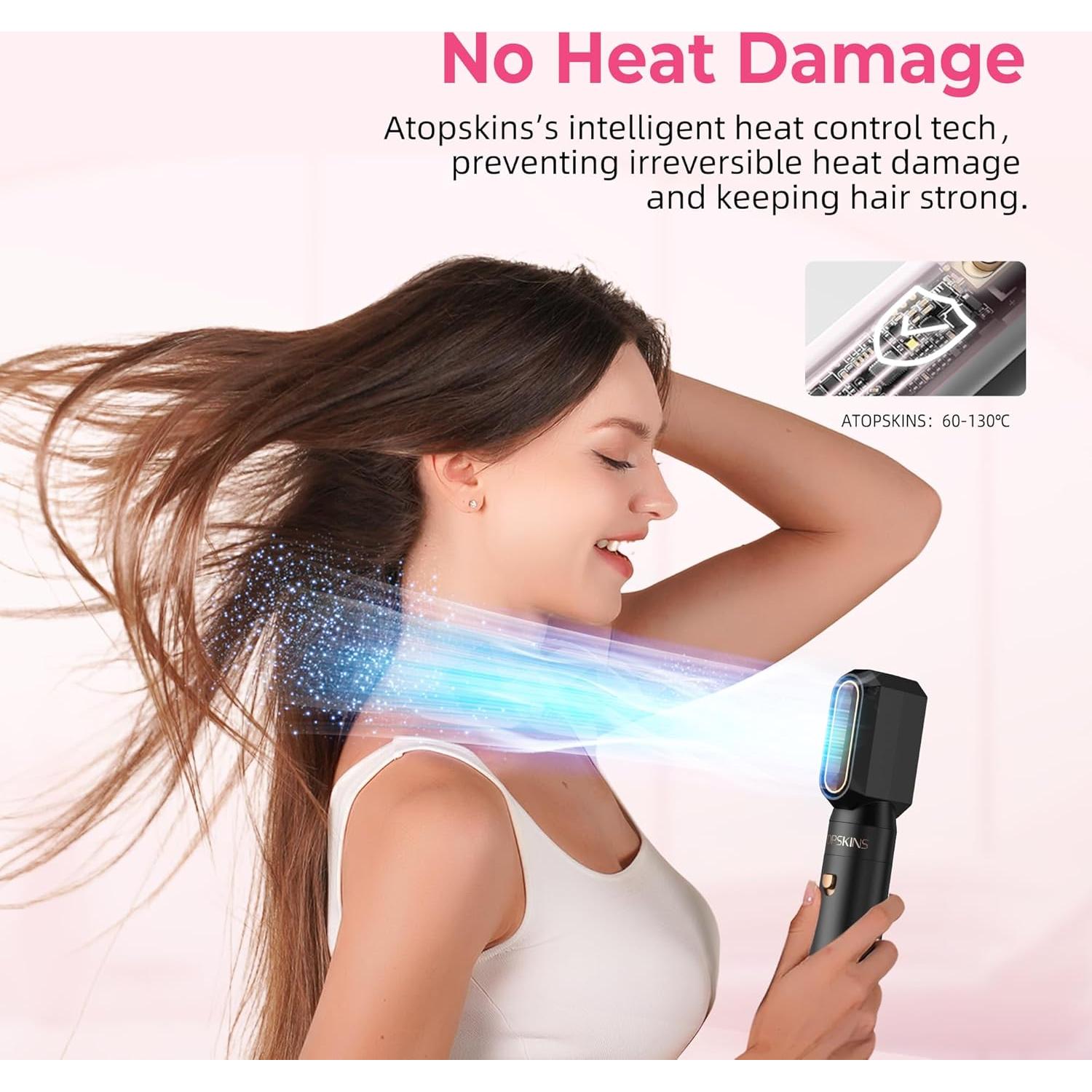 Set de Cepillo Secador 6 en 1 Atopskins - Estilizador Iónico Negro