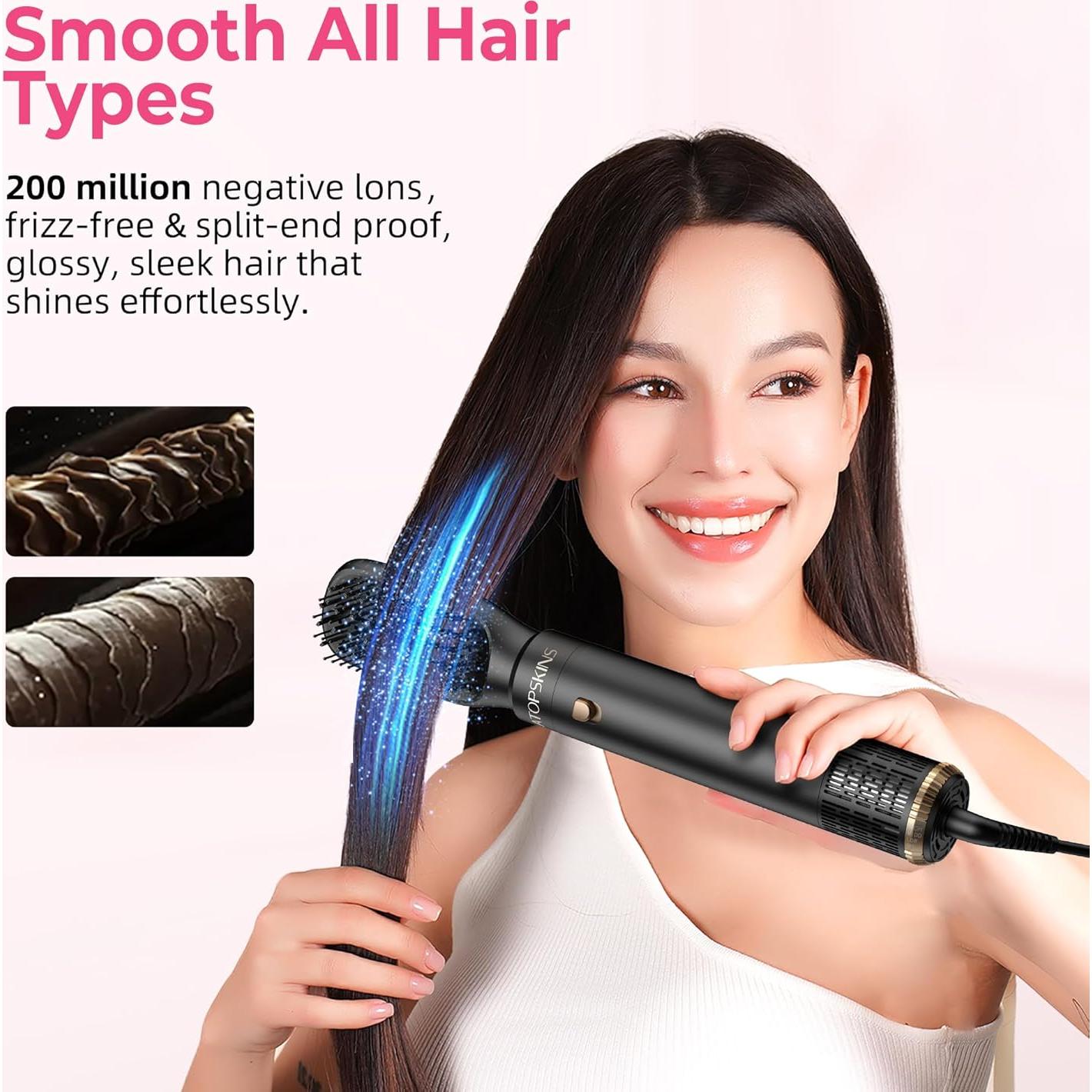 Set de Cepillo Secador 6 en 1 Atopskins - Estilizador Iónico Negro