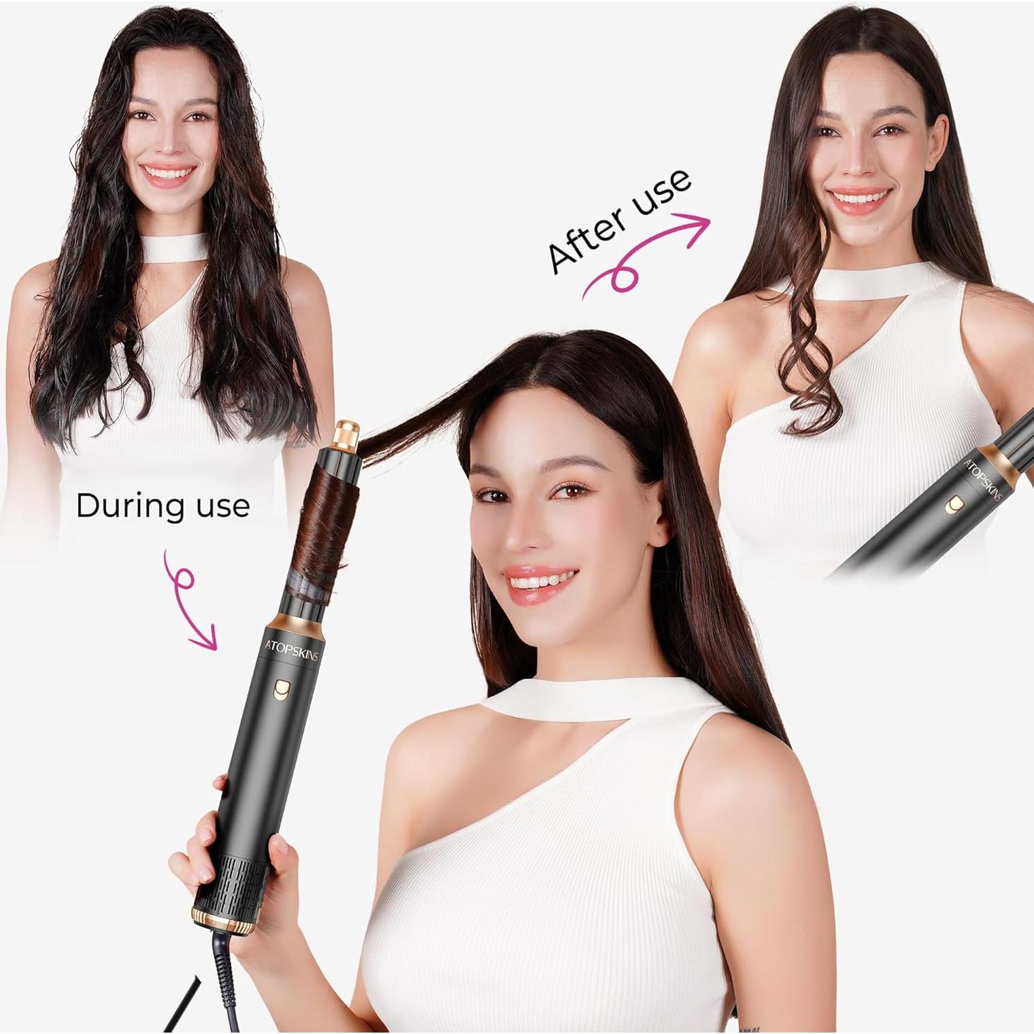 Set de Cepillo Secador 6 en 1 Atopskins - Estilizador Iónico Negro