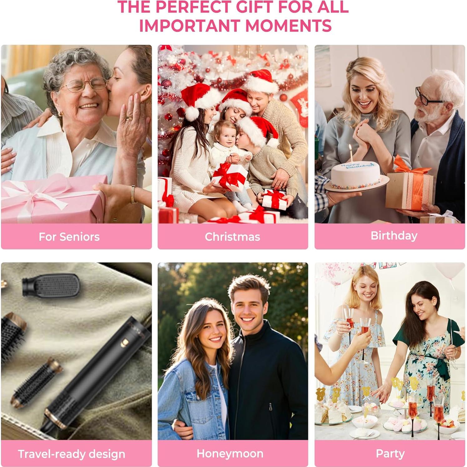 Set de Cepillo Secador 6 en 1 Atopskins - Estilizador Iónico Negro