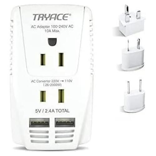 Convertidor de Voltaje 2000W TryAce 220V a 110V con USB