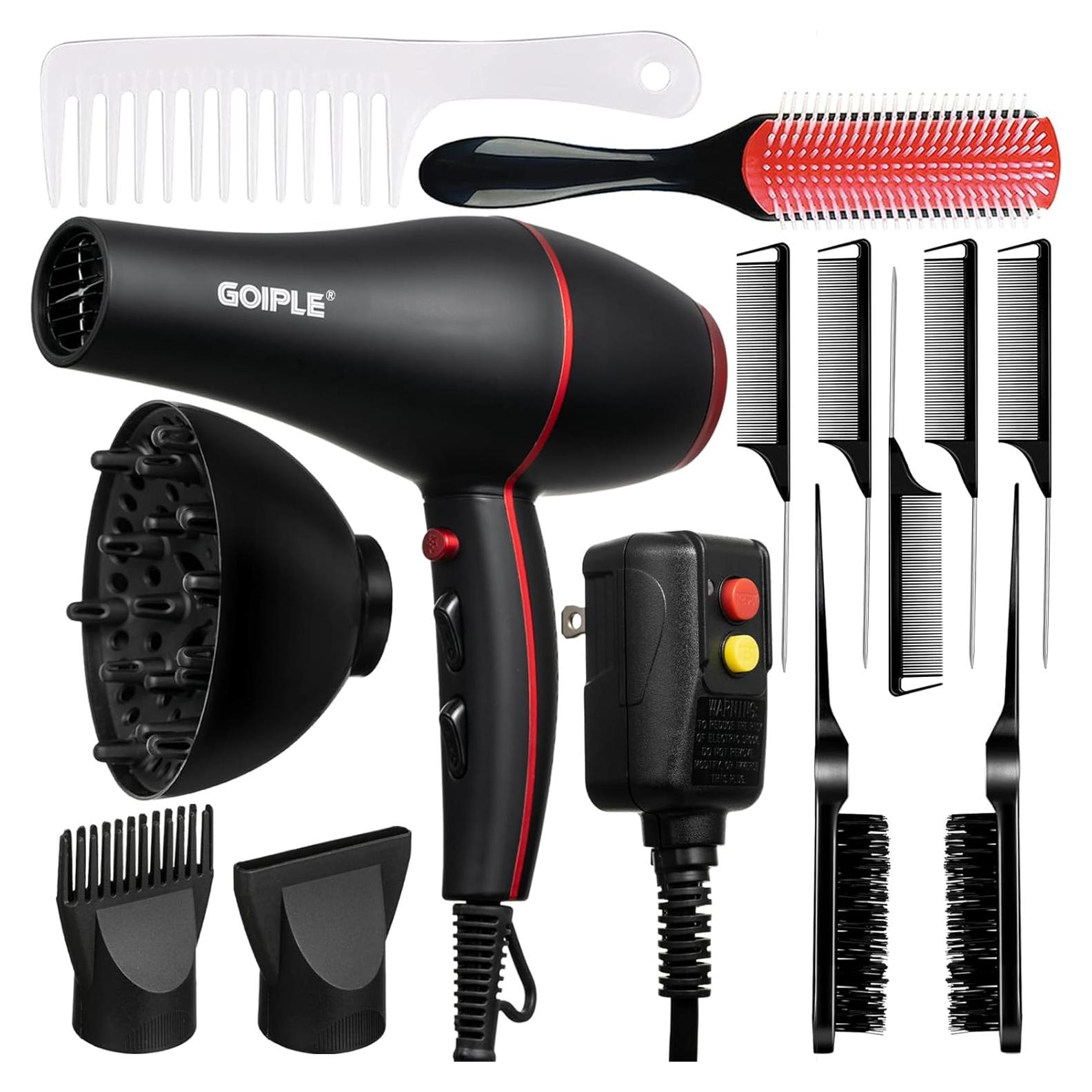 Kit Secador de Cabello 1800W Lockmio 13 Piezas Iónico Profesional