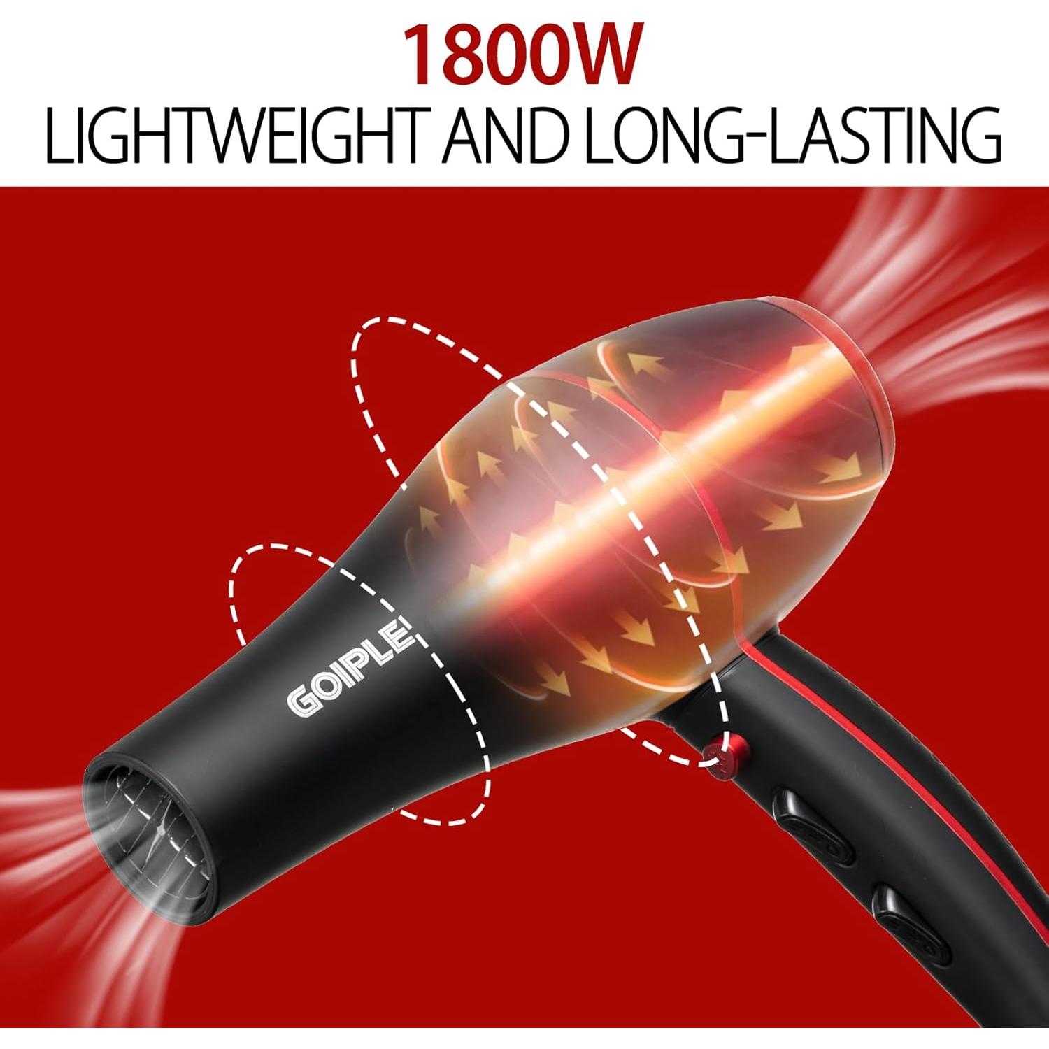 Kit Secador de Cabello 1800W Lockmio 13 Piezas Iónico Profesional