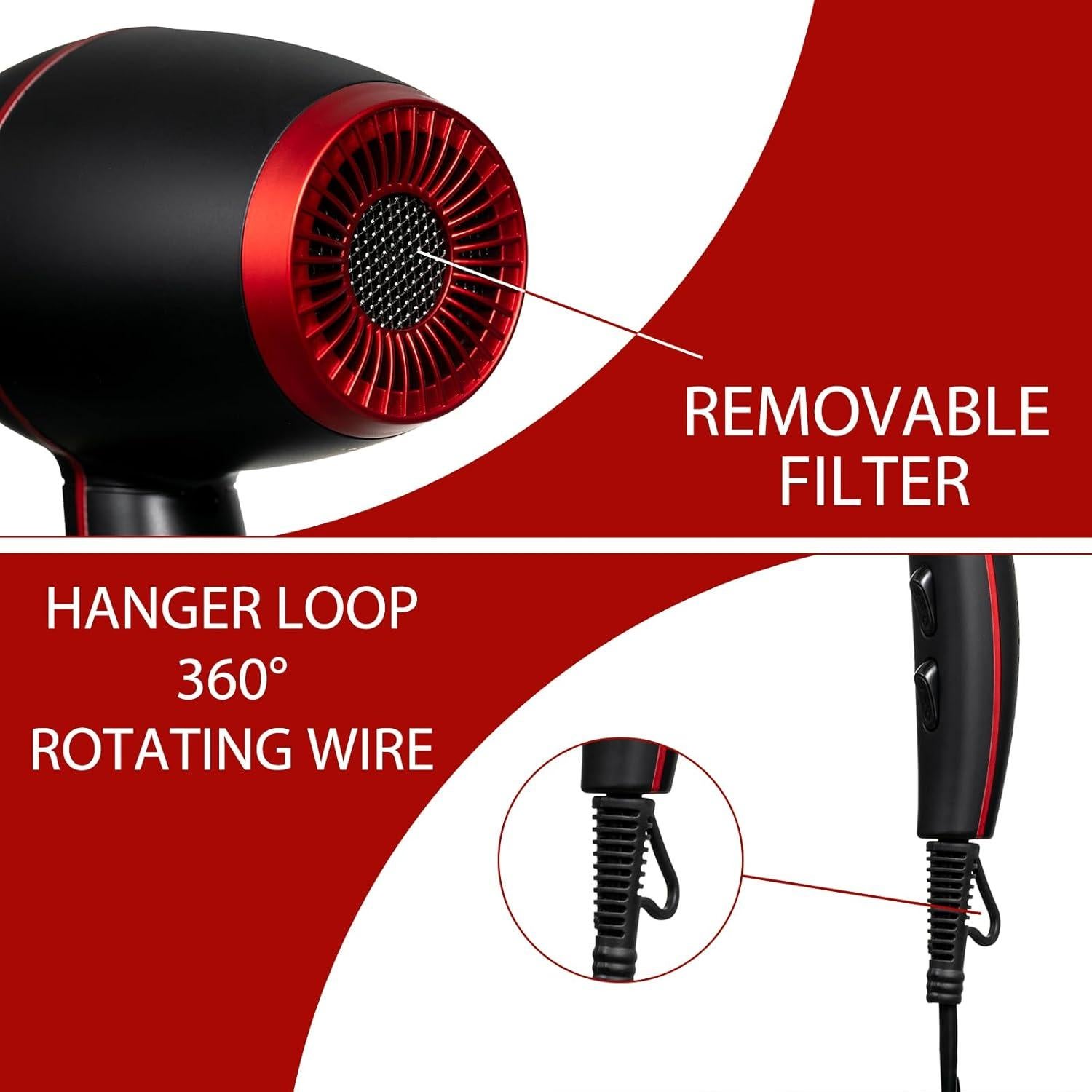 Kit Secador de Cabello 1800W Lockmio 13 Piezas Iónico Profesional