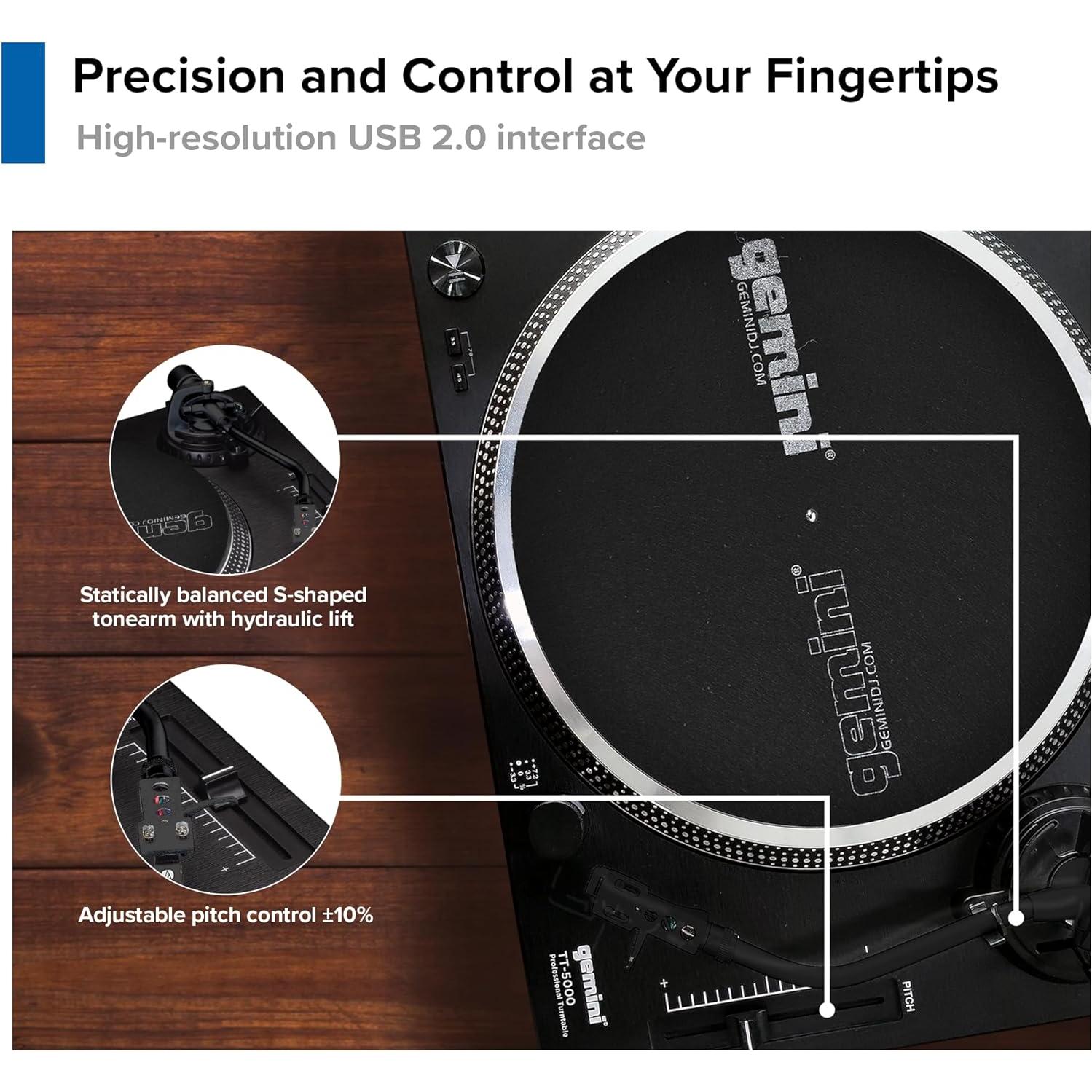 Tocadiscos DJ Gemini TT-5000 USB con preamplificador