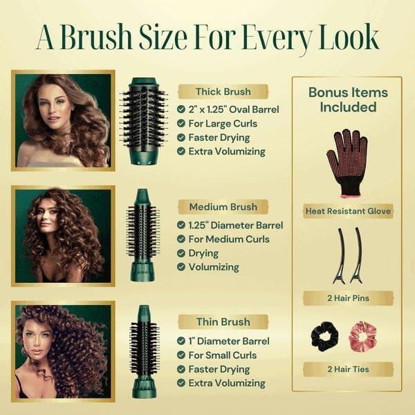 Cepillo de Aire Caliente Multifuncional Asani - 4 en 1 con 3 Cabezas