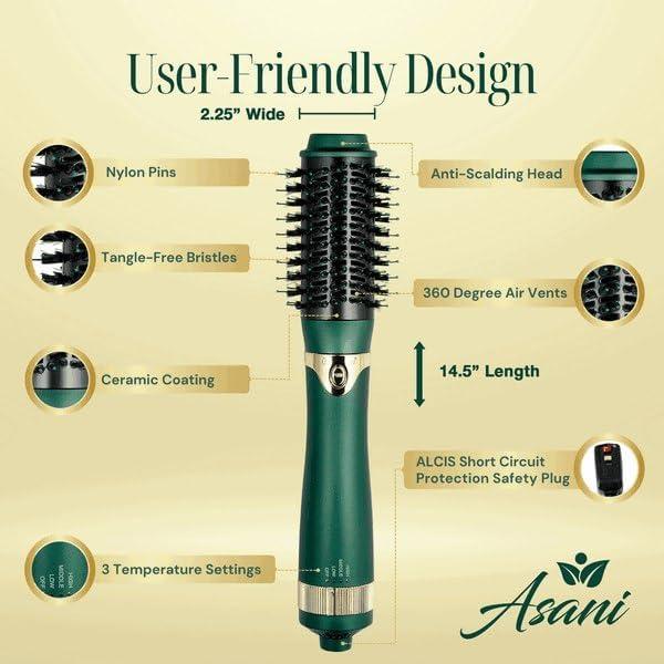 Cepillo de Aire Caliente Multifuncional Asani - 4 en 1 con 3 Cabezas