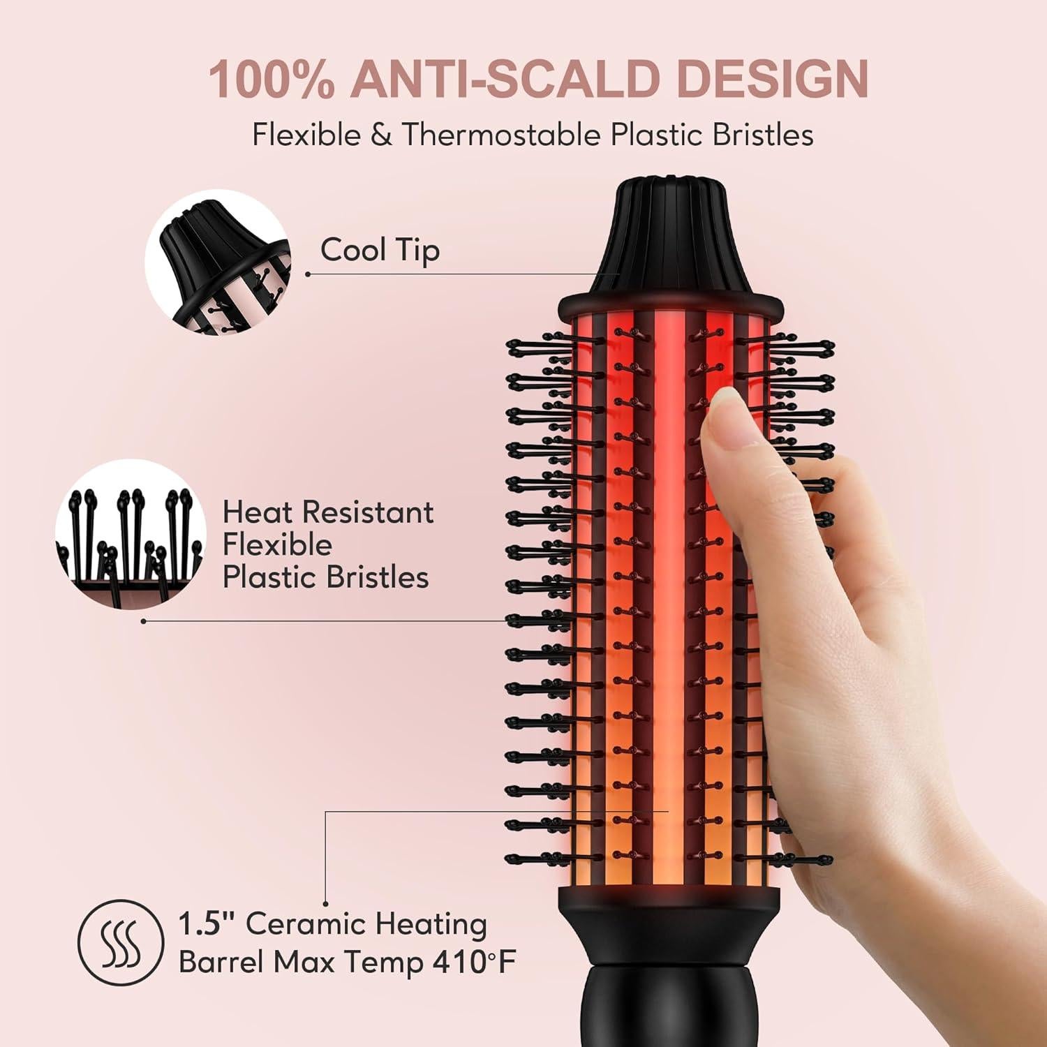 Cepillo Térmico Farery 1.5" 5 Temperaturas para Rizos Voluminosos