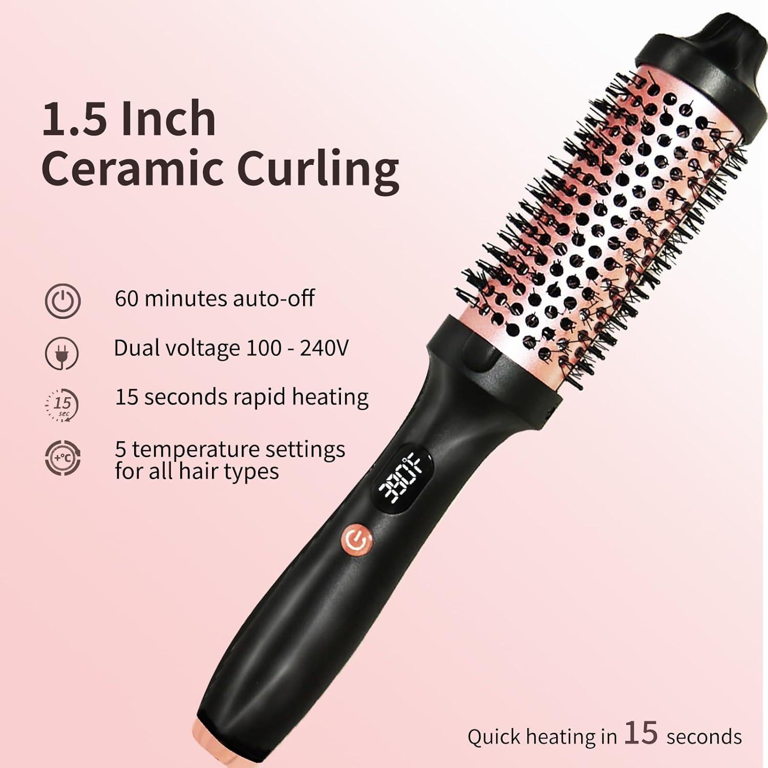 Cepillo Térmico Gexloryn 1.5" Cerámica Tourmalina 3 Temperaturas