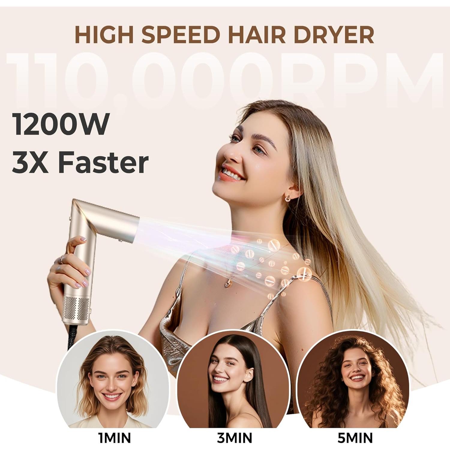 Cepillo Secador de Cabello 8 en 1 UKLISS - Estilizador de Aire Caliente 3.18 cm