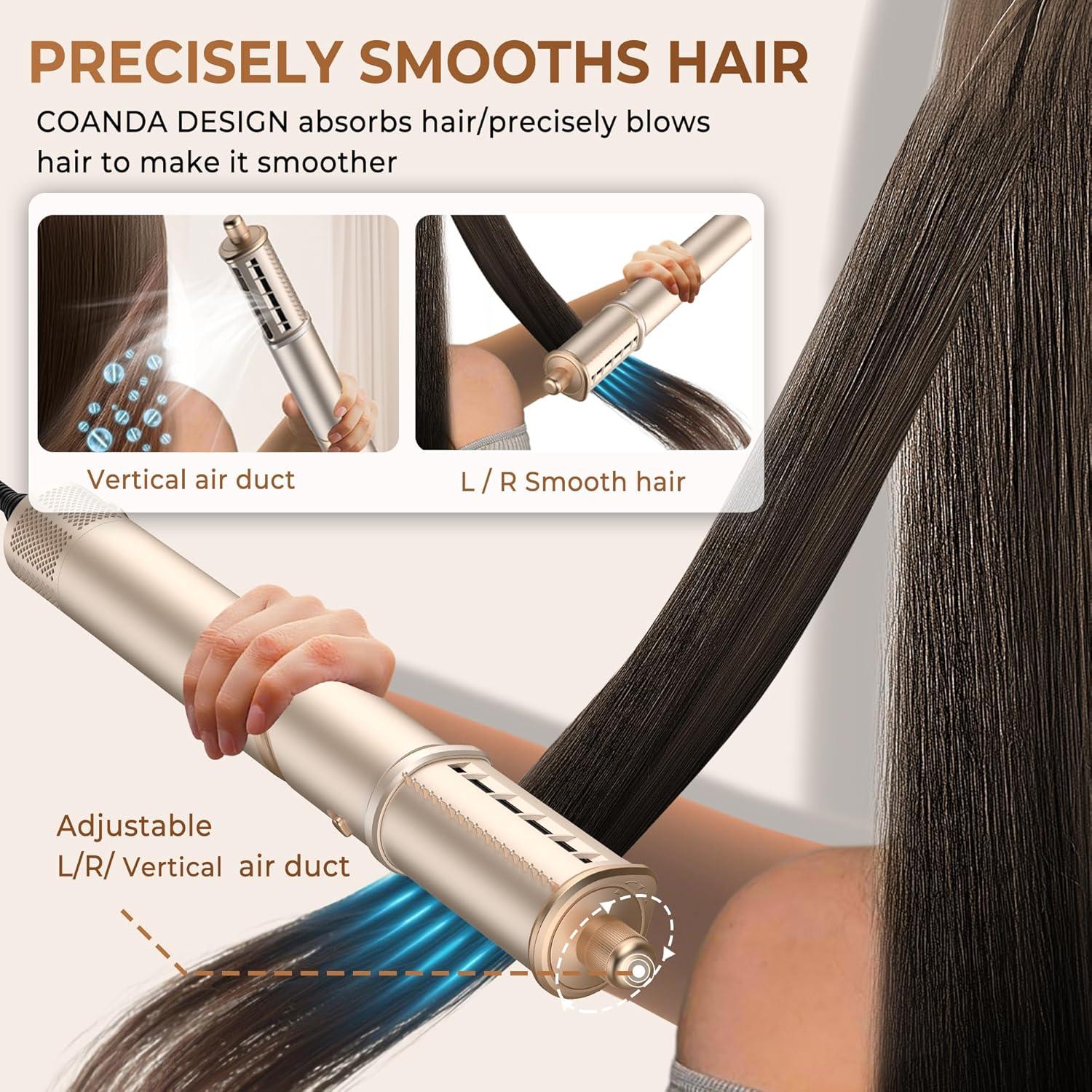 Cepillo Secador de Cabello 8 en 1 UKLISS - Estilizador de Aire Caliente 3.18 cm