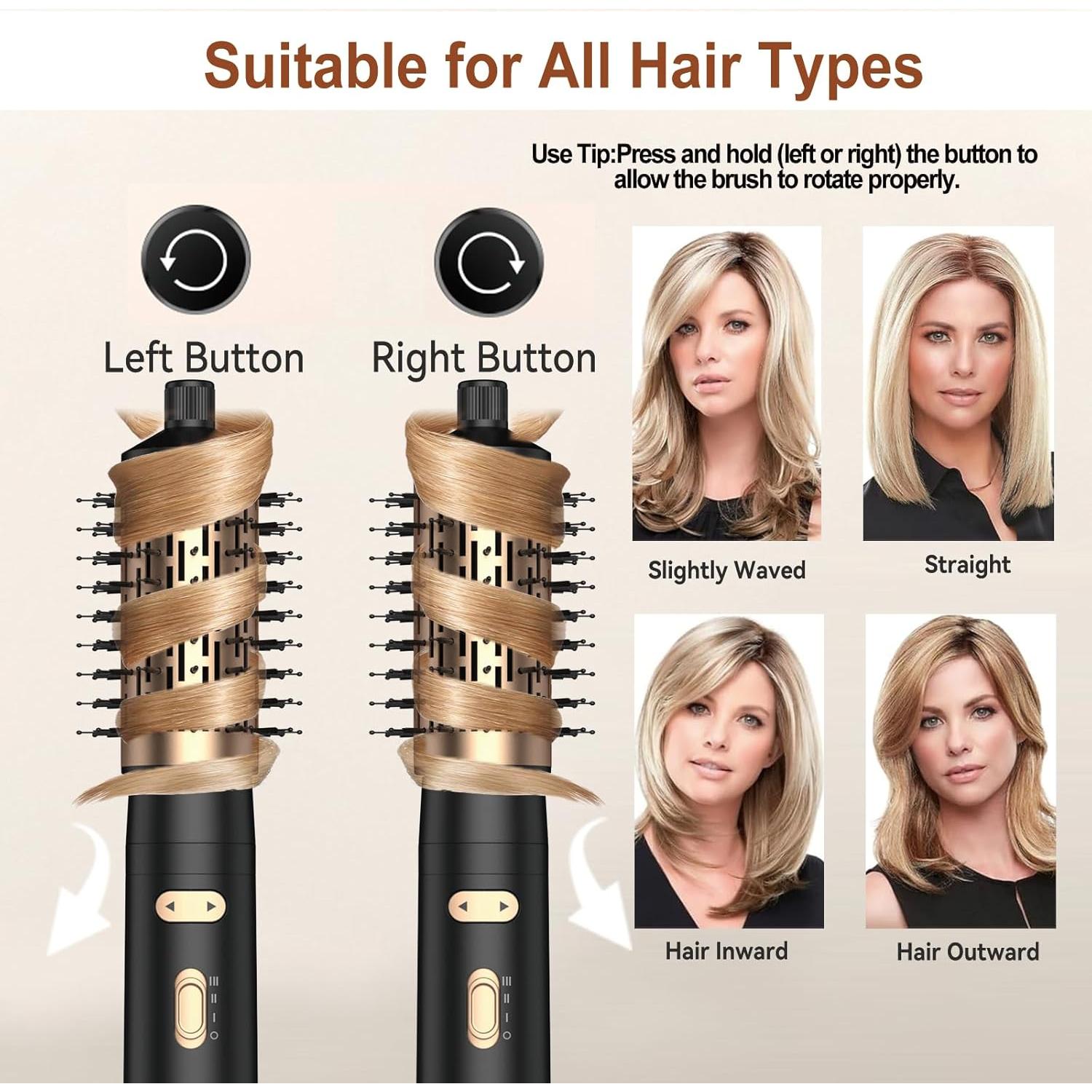 Cepillo Secador de Pelo Rotatorio 3 en 1 Trylater 2" y 1.5"