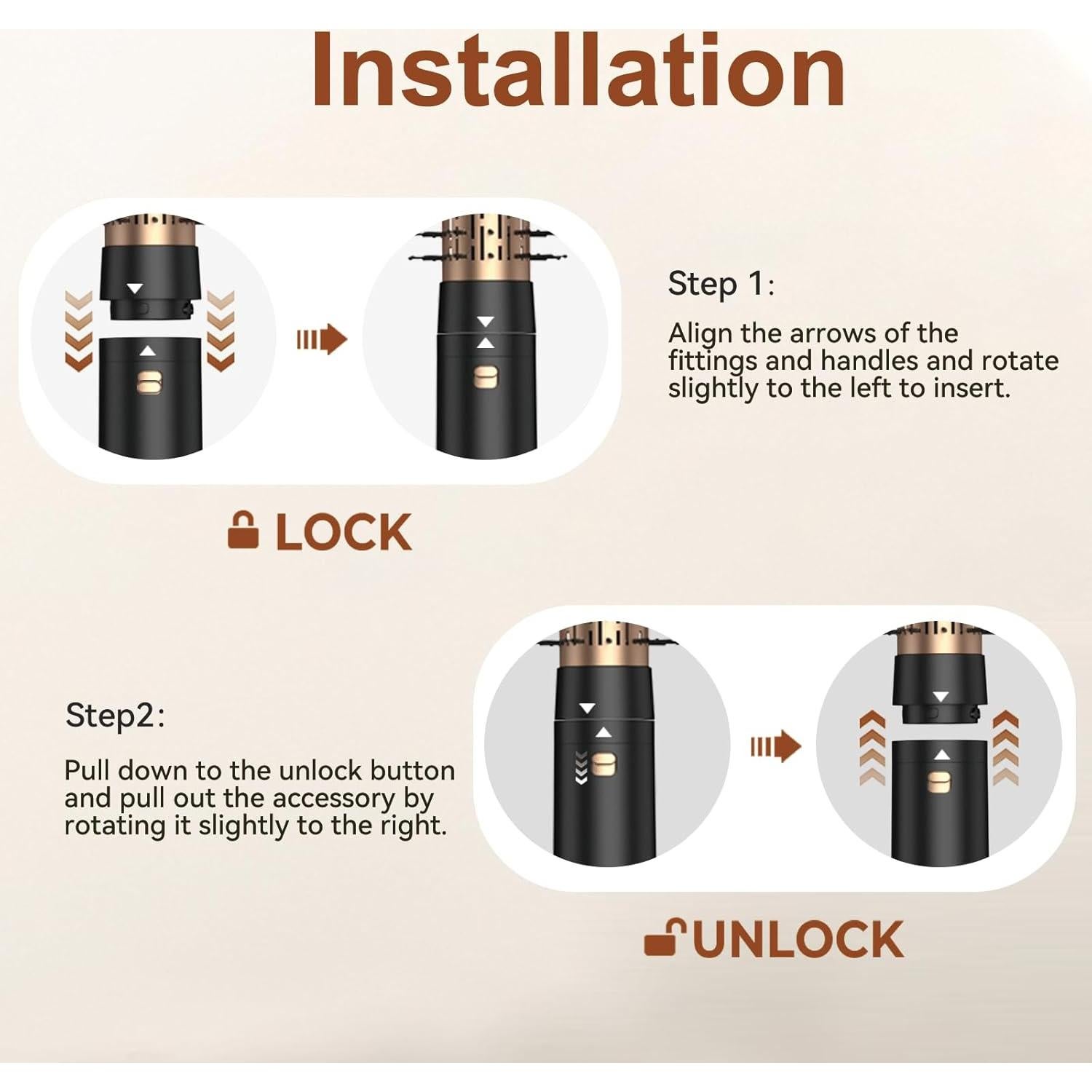 Cepillo Secador de Pelo Rotatorio 3 en 1 Trylater 2" y 1.5"