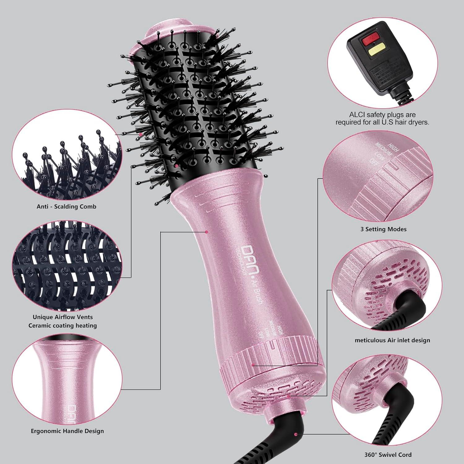 Cepillo Secador de Cabello DAN 2.54 cm Doble Voltaje 110V-240V